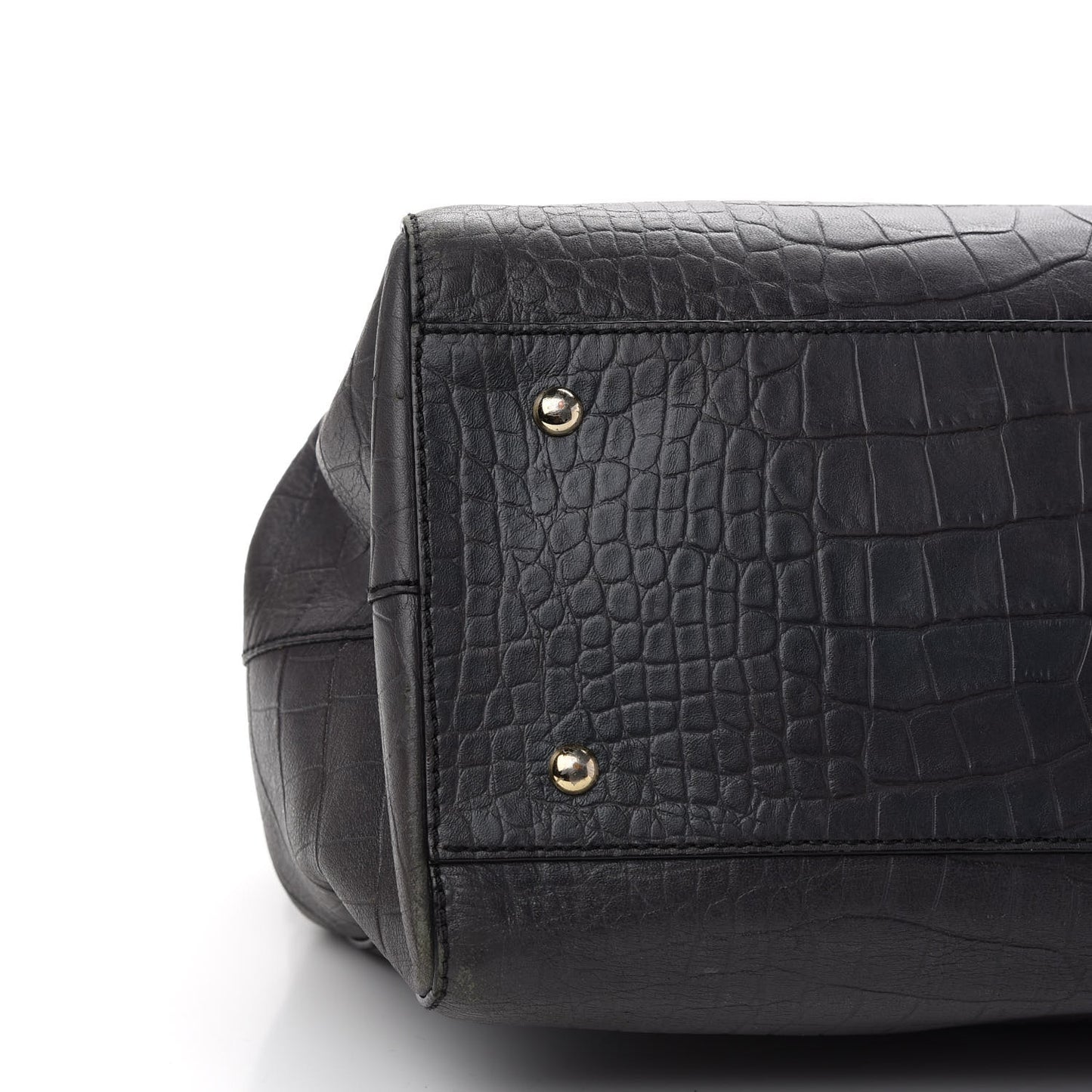 Calfskin Crocodile Embossed Double Zip Tote Bag Grey