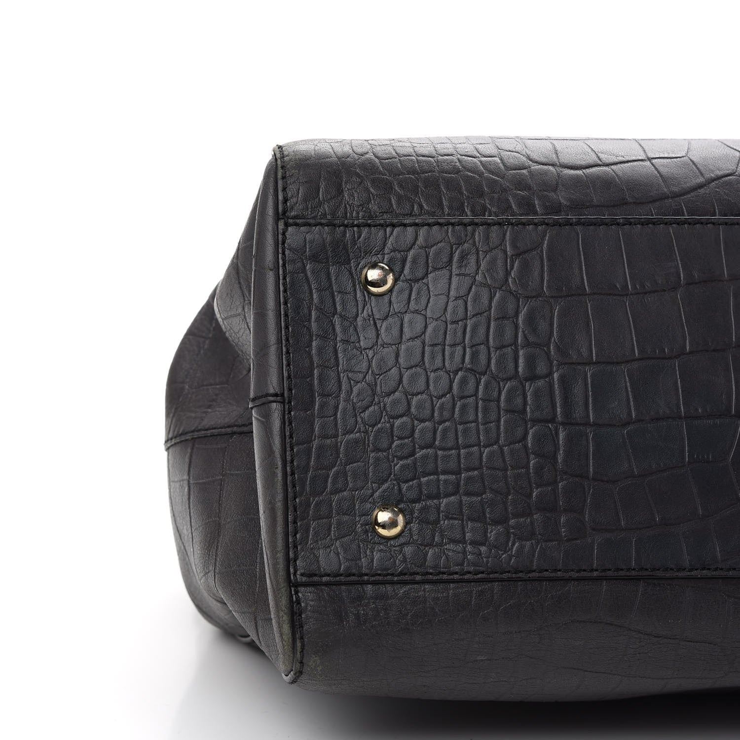 MCM Calfskin Crocodile Embossed Double Zip Tote Bag Grey 7 of 17