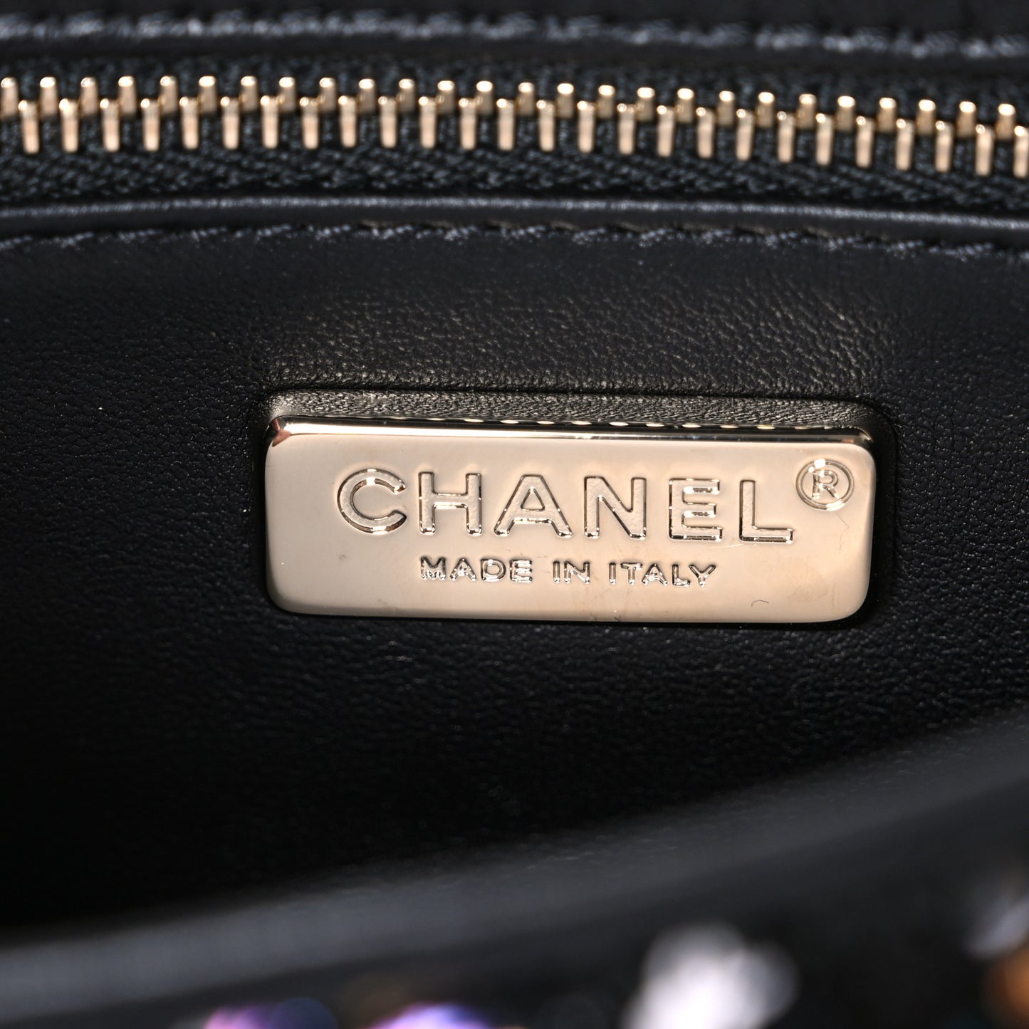 Sequin CC Small Single Flap Black Multicolor