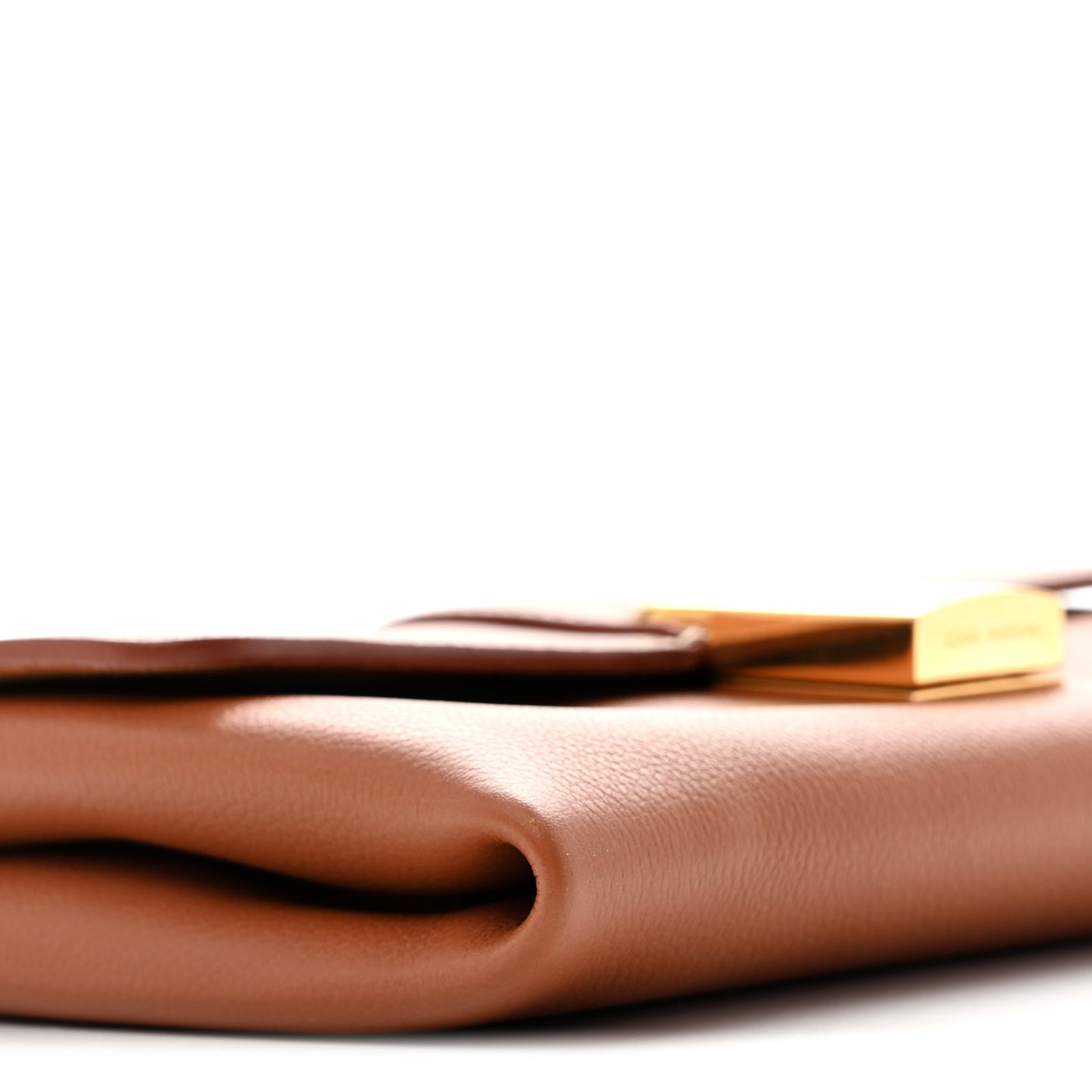 Grained Calfskin Low Key Wallet On Chain Cognac