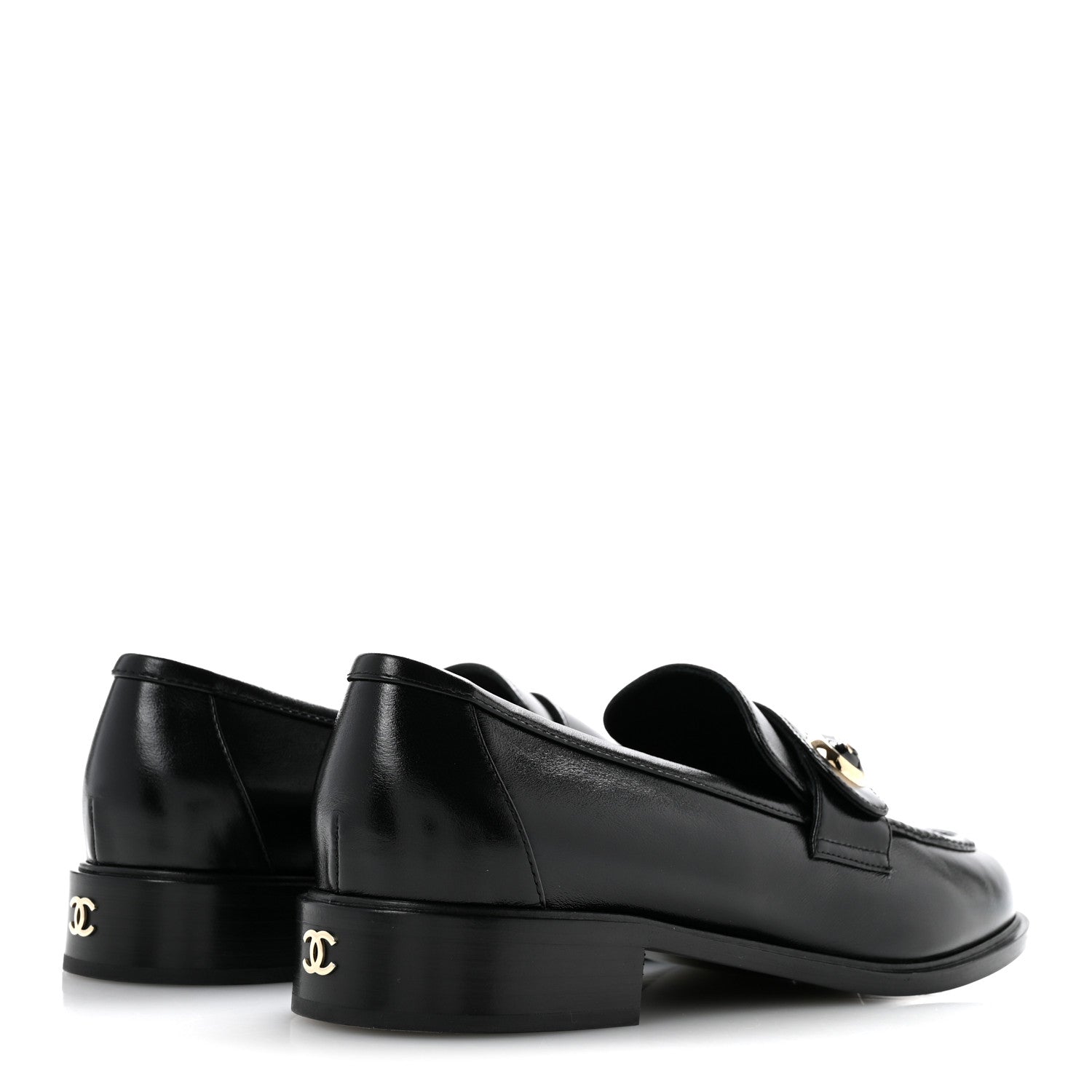 Chanel Shiny Calfskin CC Mocassin Loafers 39 Black 5 of 11
