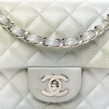 Chanel Metallic Goatskin Quilted Ombre Mini Rectangular Flap Grey Green 9 of 12