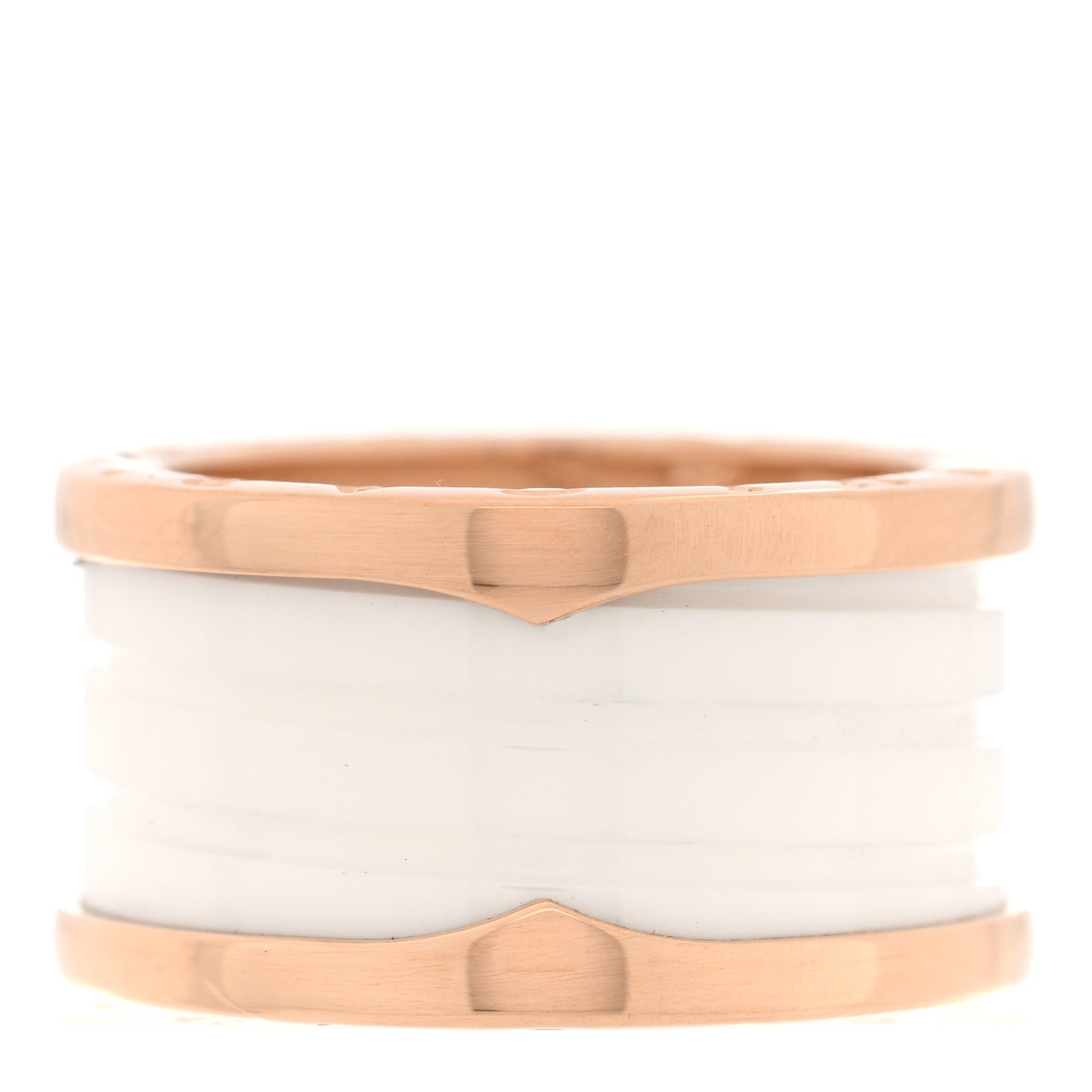 18K Rose Gold White Ceramic B.Zero1 Four-Band Ring 54 6.75