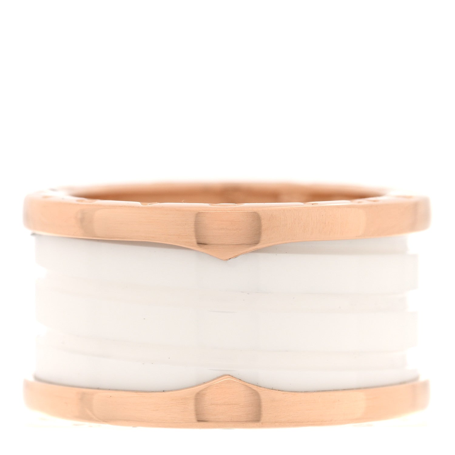 Bulgari 18K Rose Gold White Ceramic B.Zero1 Four-Band Ring 54 6.75 1 of 4