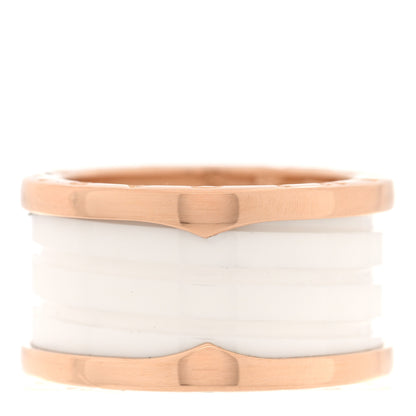 Bulgari 18K Rose Gold White Ceramic B.Zero1 Four-Band Ring 54 6.75 1 of 4