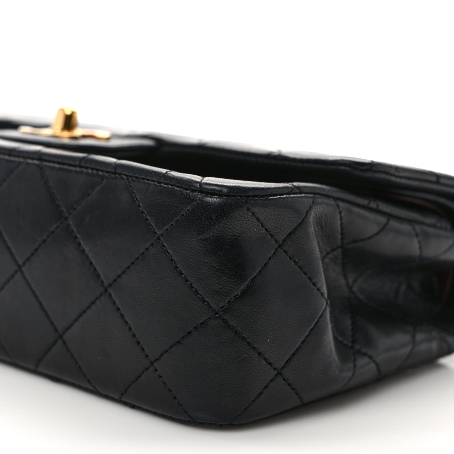 Lambskin Quilted Small Double Flap Black