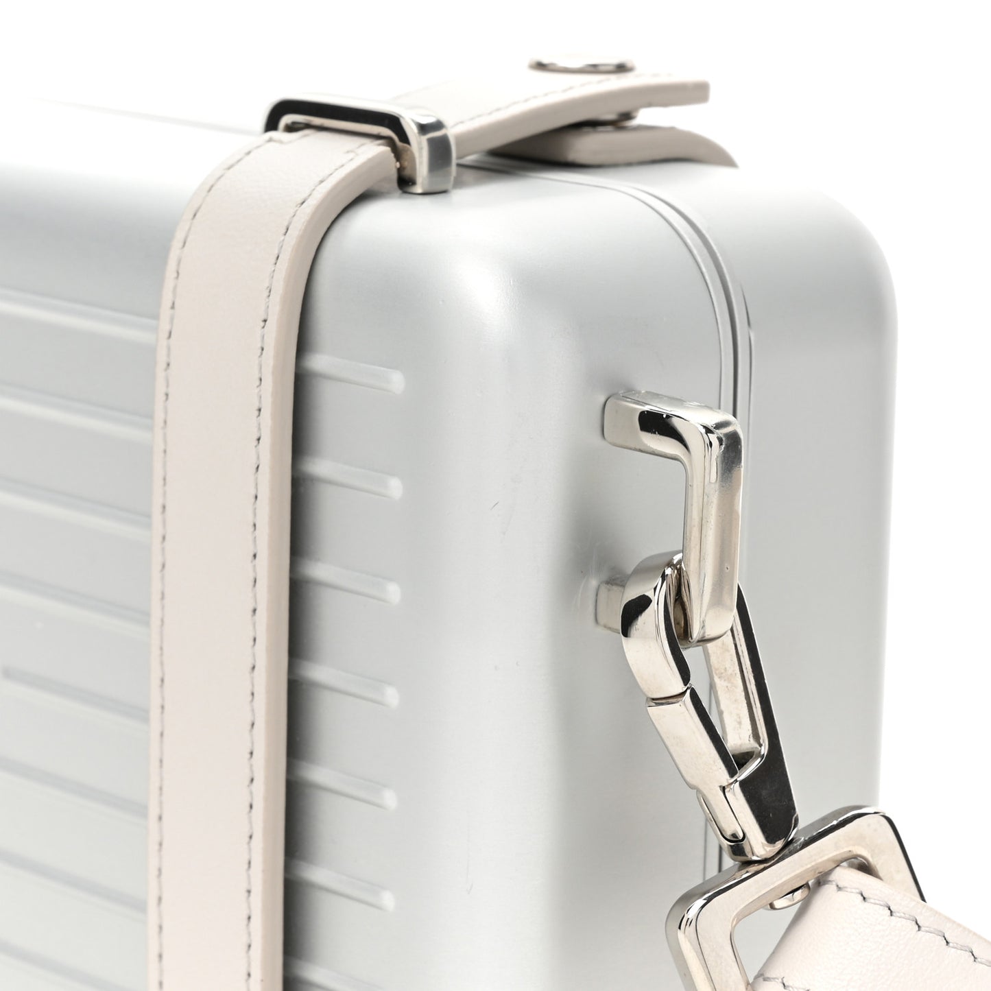 X RIMOWA Aluminum Personal Clutch On Strap Silver