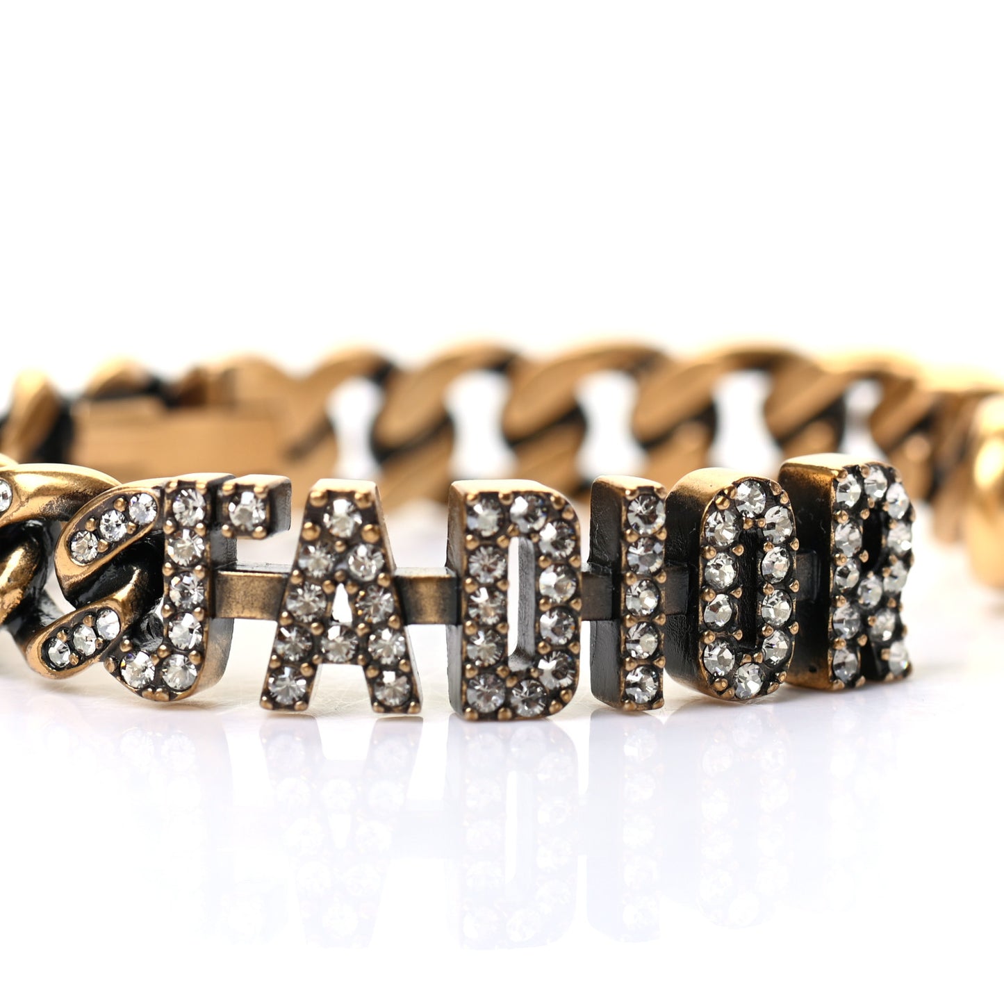 Metal Crystal J'Adior Chain Bracelet Gold