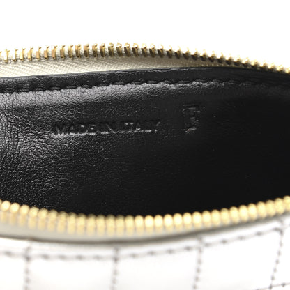 Celine Laminated Calfskin Quilted C Charm Coin Card Pouch Silver 7 of 7