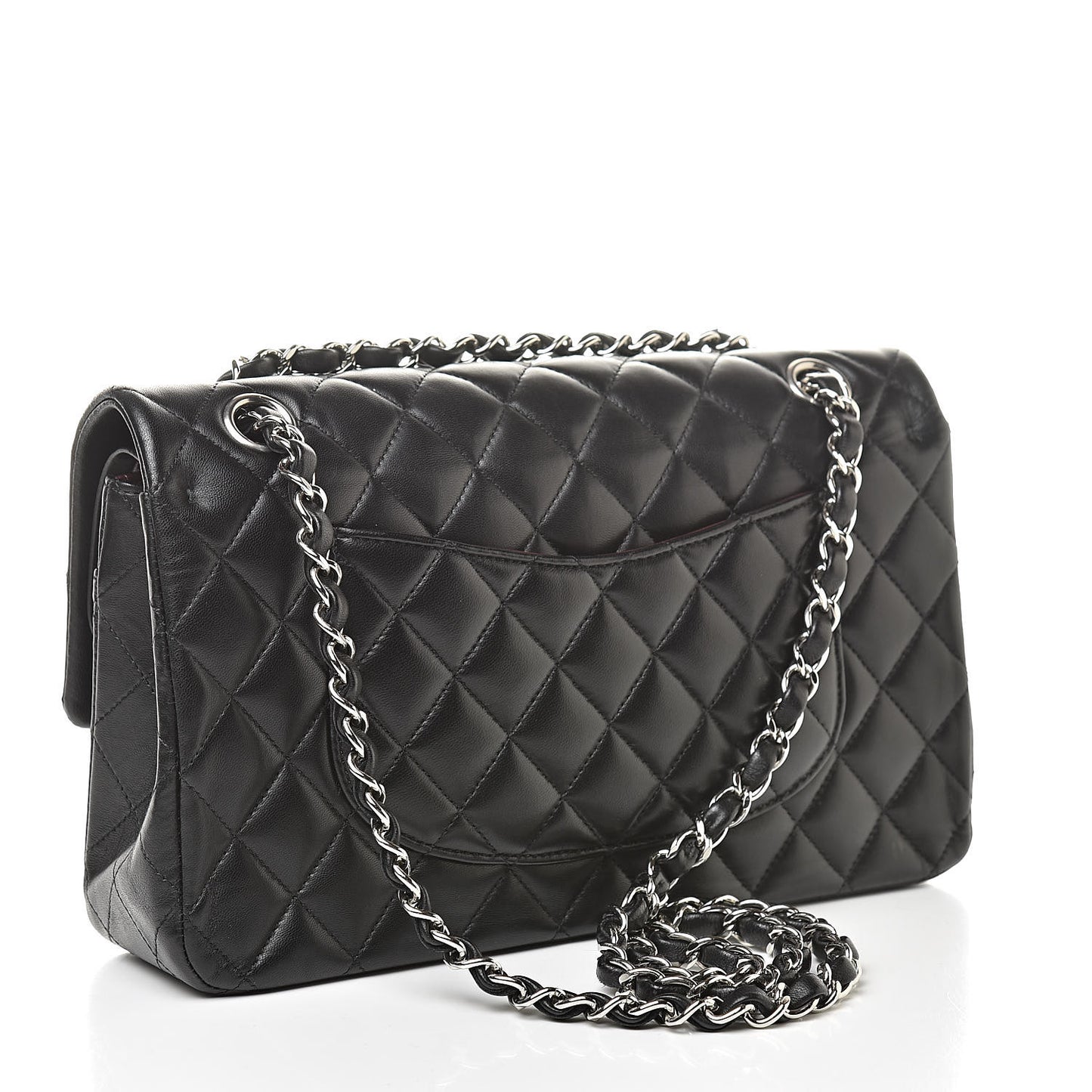 Lambskin Quilted Medium Double Flap Black