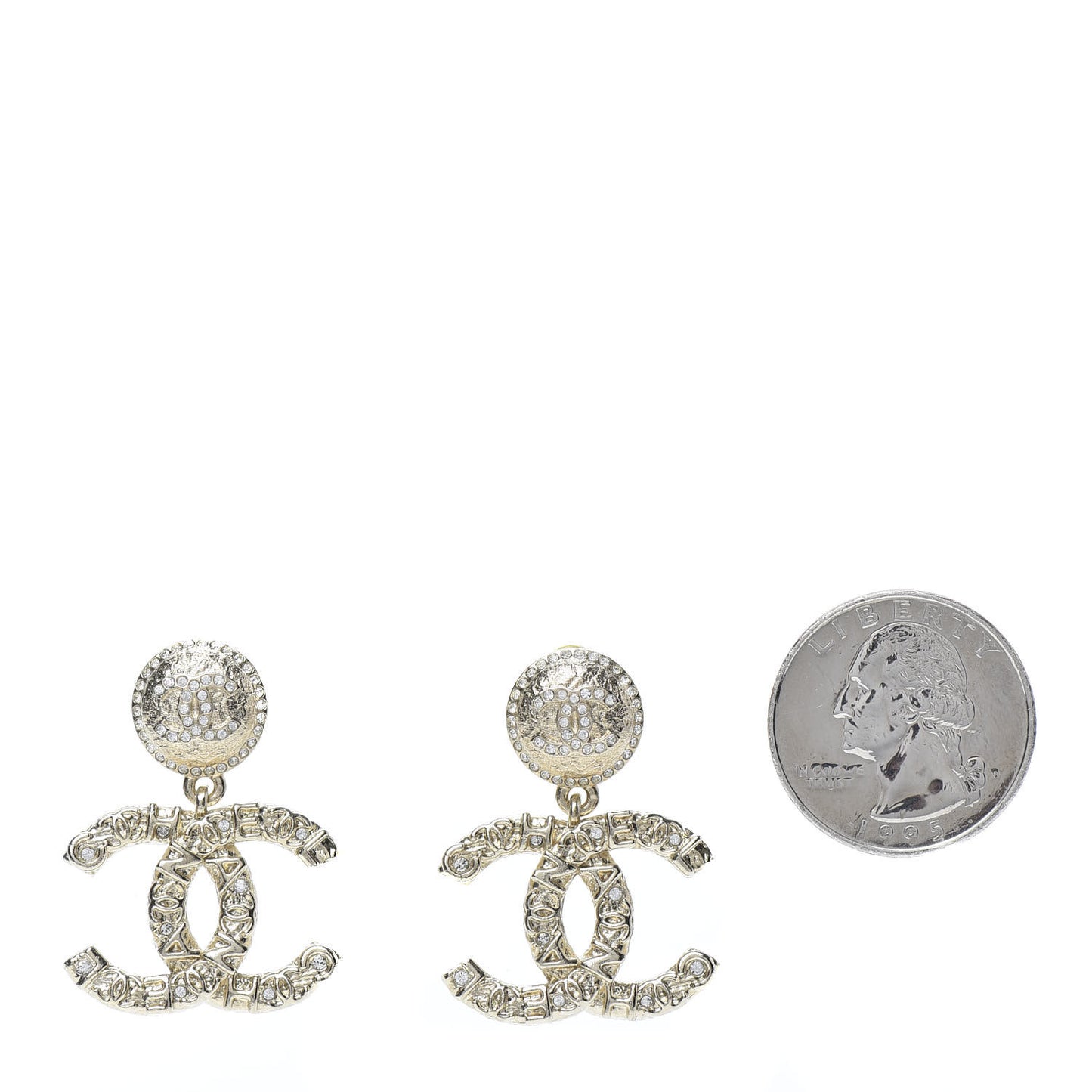 Crystal CC Drop Logo Earrings Gold