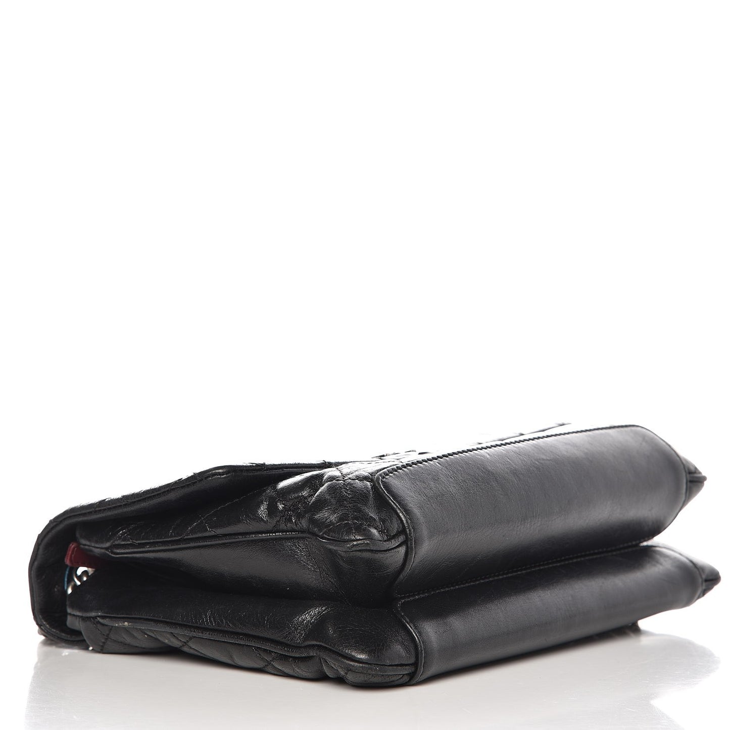 Aged Calfskin Quilted Jumbo Flap Black