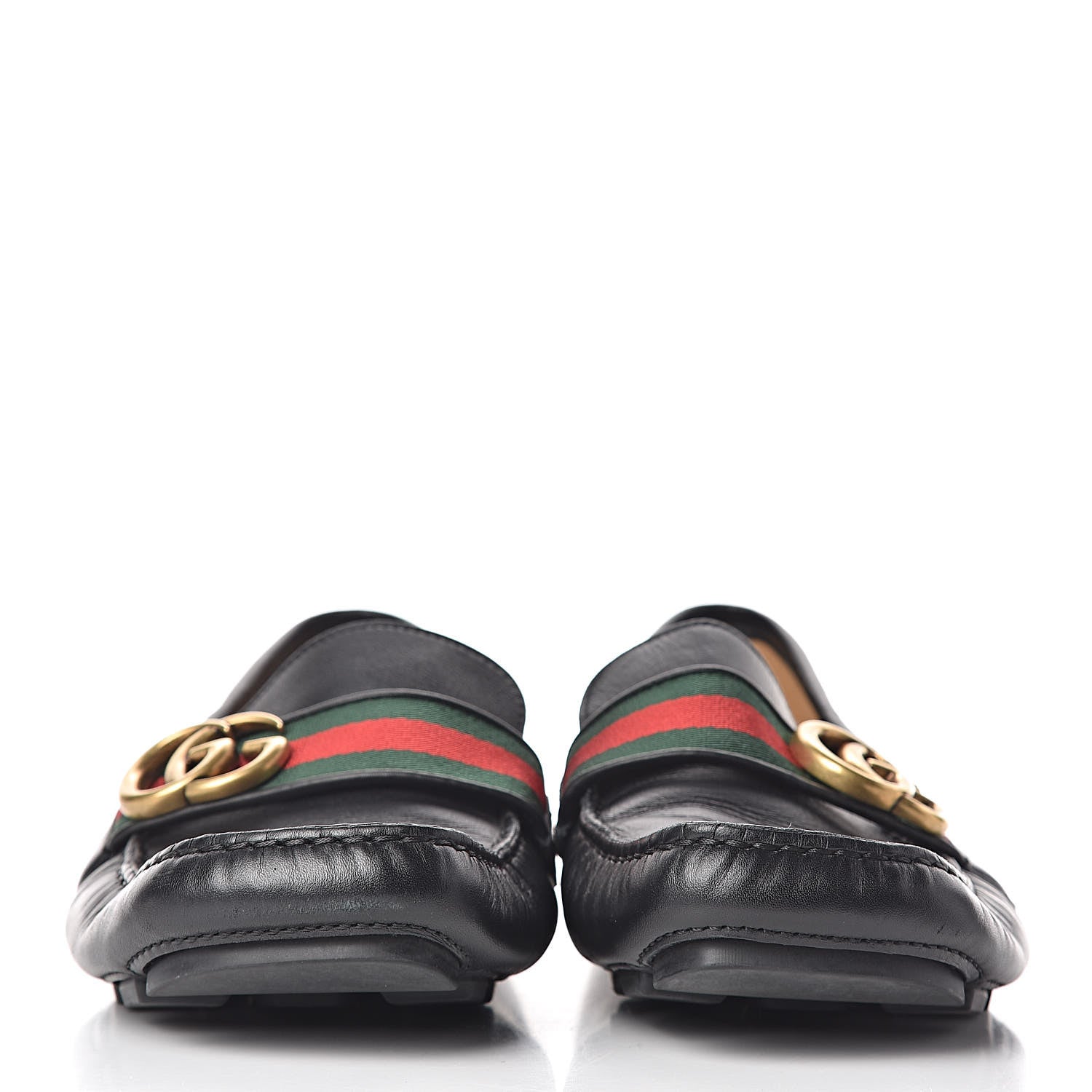 Gucci Velvety Calfskin Web Mens Noel Driver Loafers 6.5 Black 2 of 8
