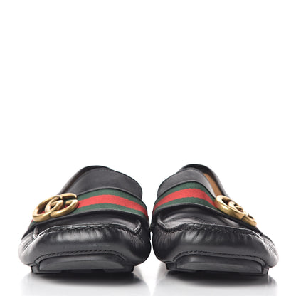 Gucci Velvety Calfskin Web Mens Noel Driver Loafers 6.5 Black 2 of 8