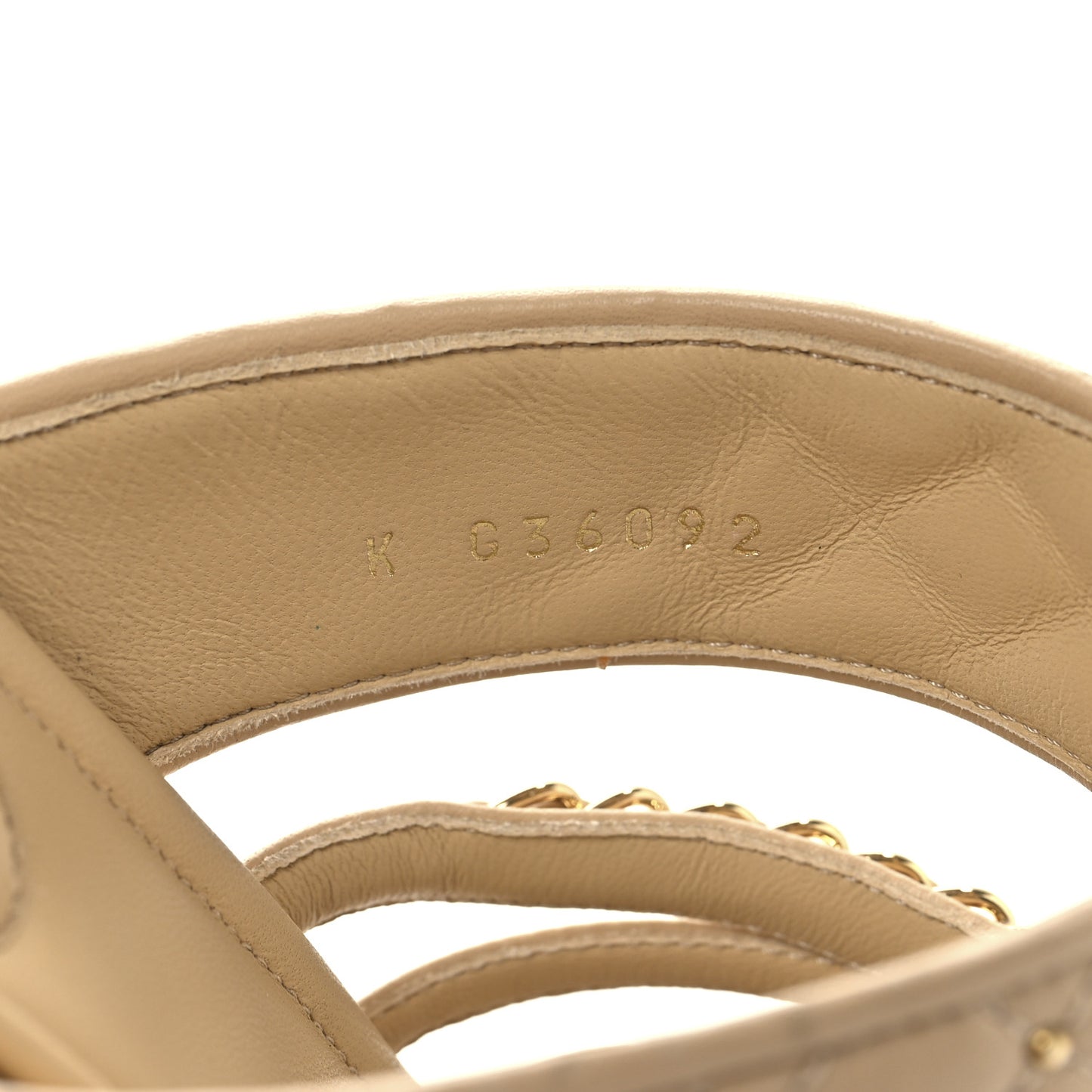 Lambskin Quilted Chain Mule Sandals 38.5 Beige