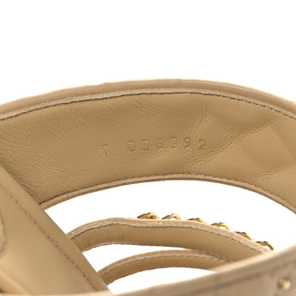 Chanel Lambskin Quilted Chain Mule Sandals 38.5 Beige 7 of 9