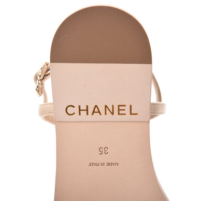 Chanel Lambskin CC Chain Thong Sandals 35 Beige 6 of 8
