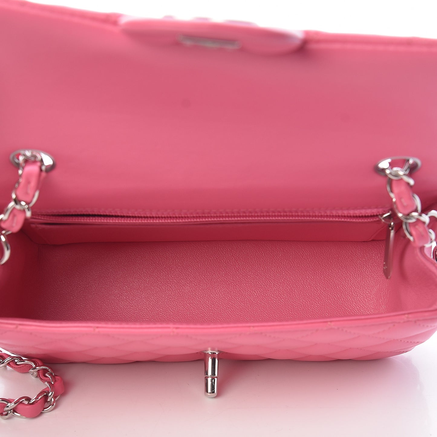 Lambskin Quilted Mini Rectangular Flap Dark Pink