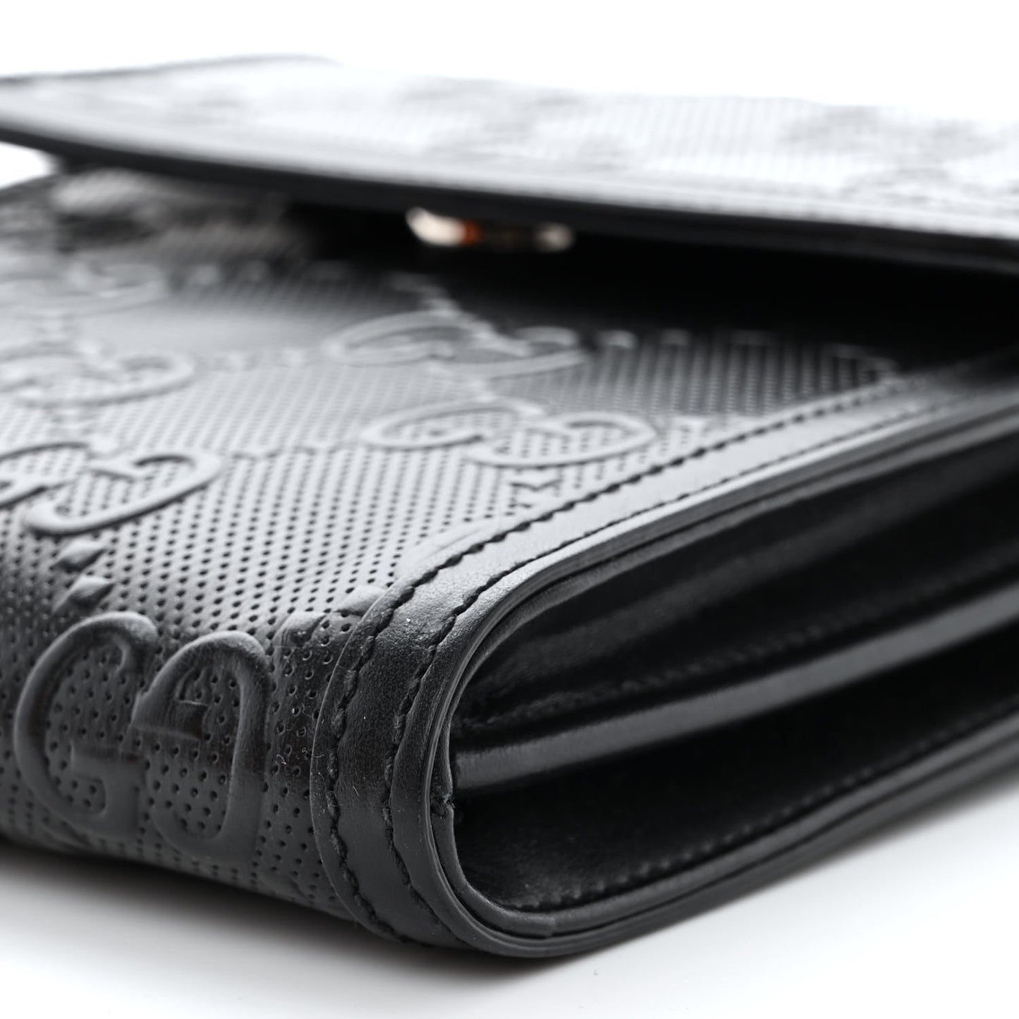 Calfskin GG Tennis Embossed Messenger Bag Black