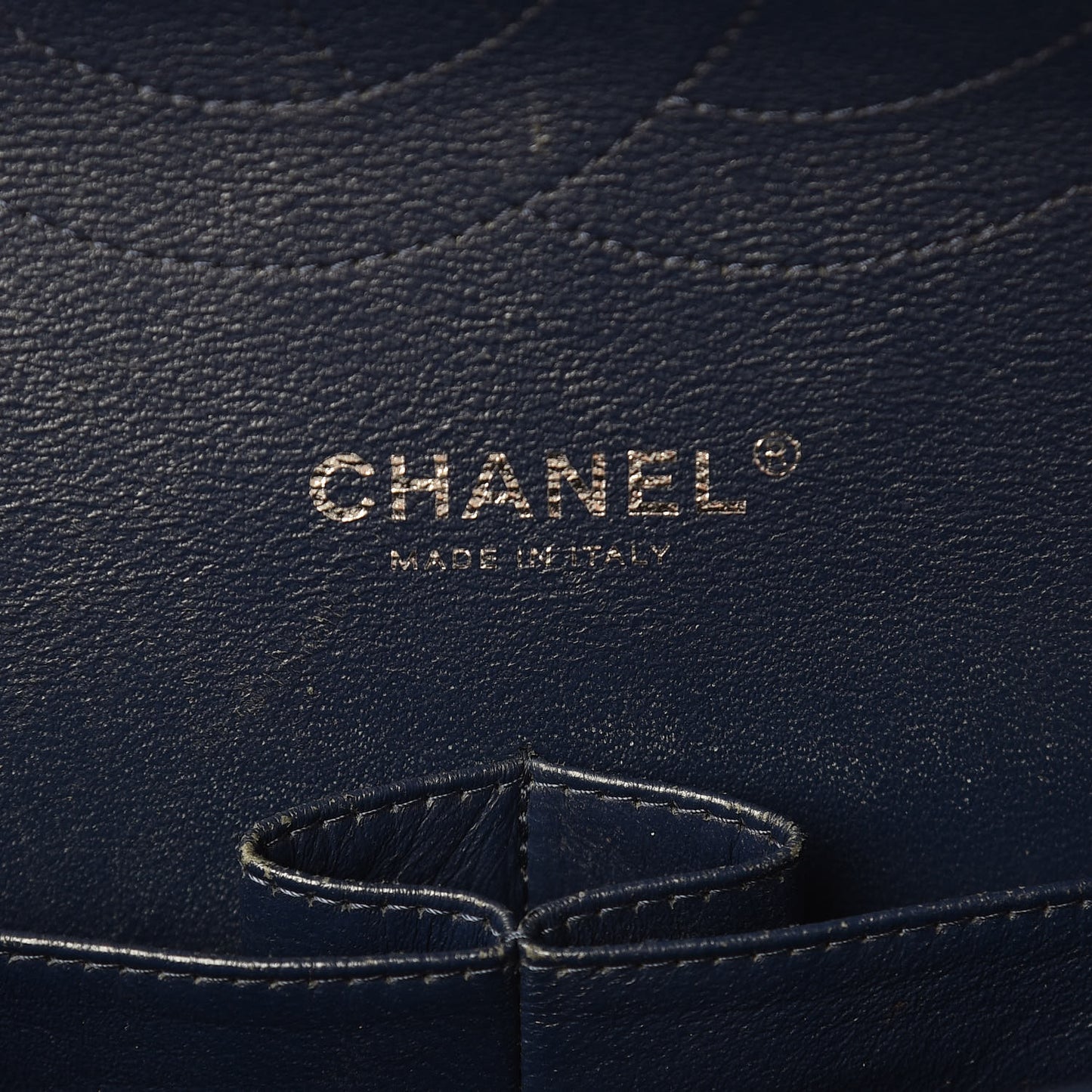 Patent Quilted Jumbo Double Flap Navy