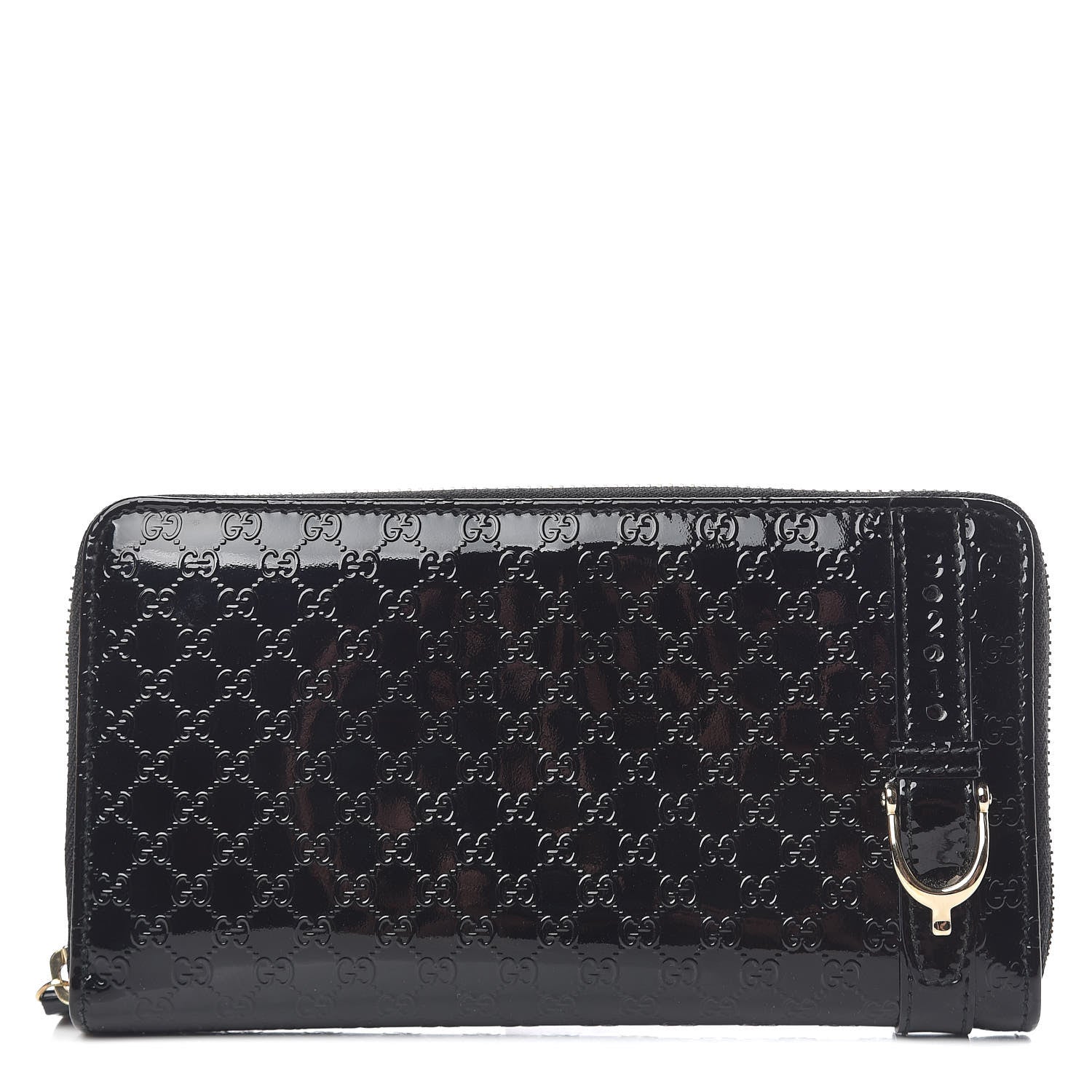 Gucci Patent Microguccissima Nice Zip Around Wallet Black 1 of 8