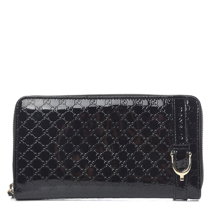 Gucci Patent Microguccissima Nice Zip Around Wallet Black 1 of 8