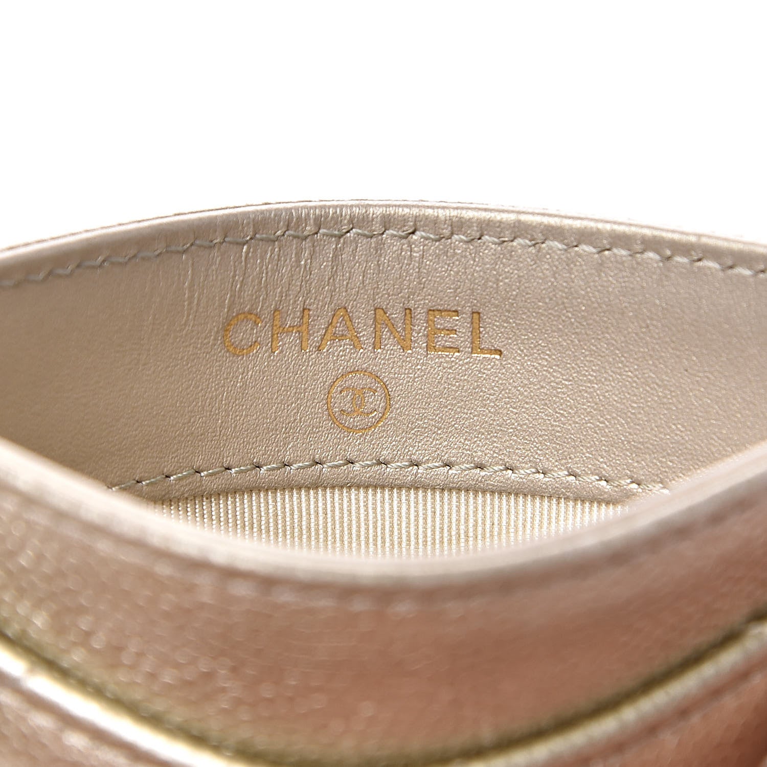Chanel Metallic Caviar Quilted Card Holder Light Gold 6 of 12