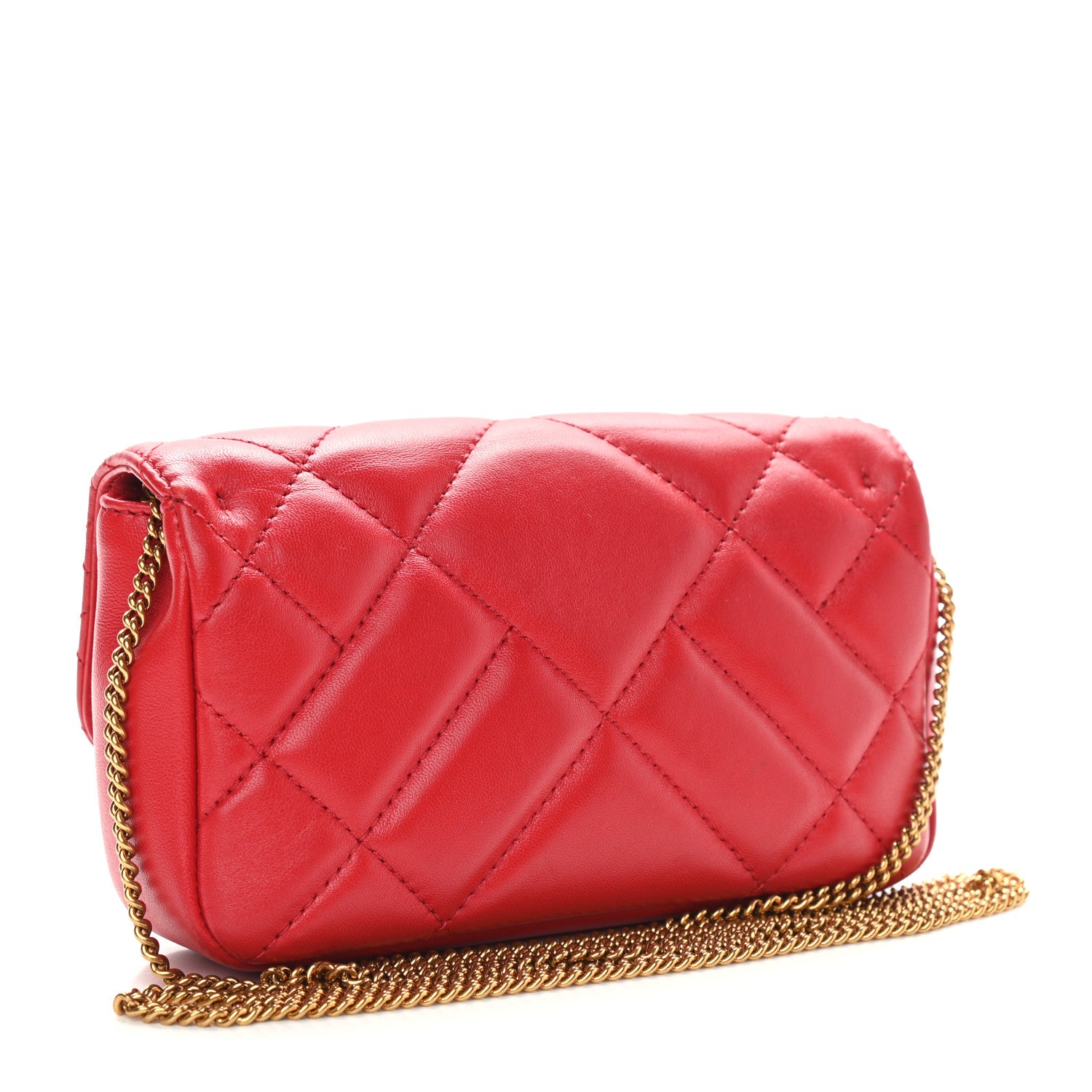 Versace Nappa Quilted Trapuntata Tribute Wallet Chain Crossbody Rosso 3 of 10