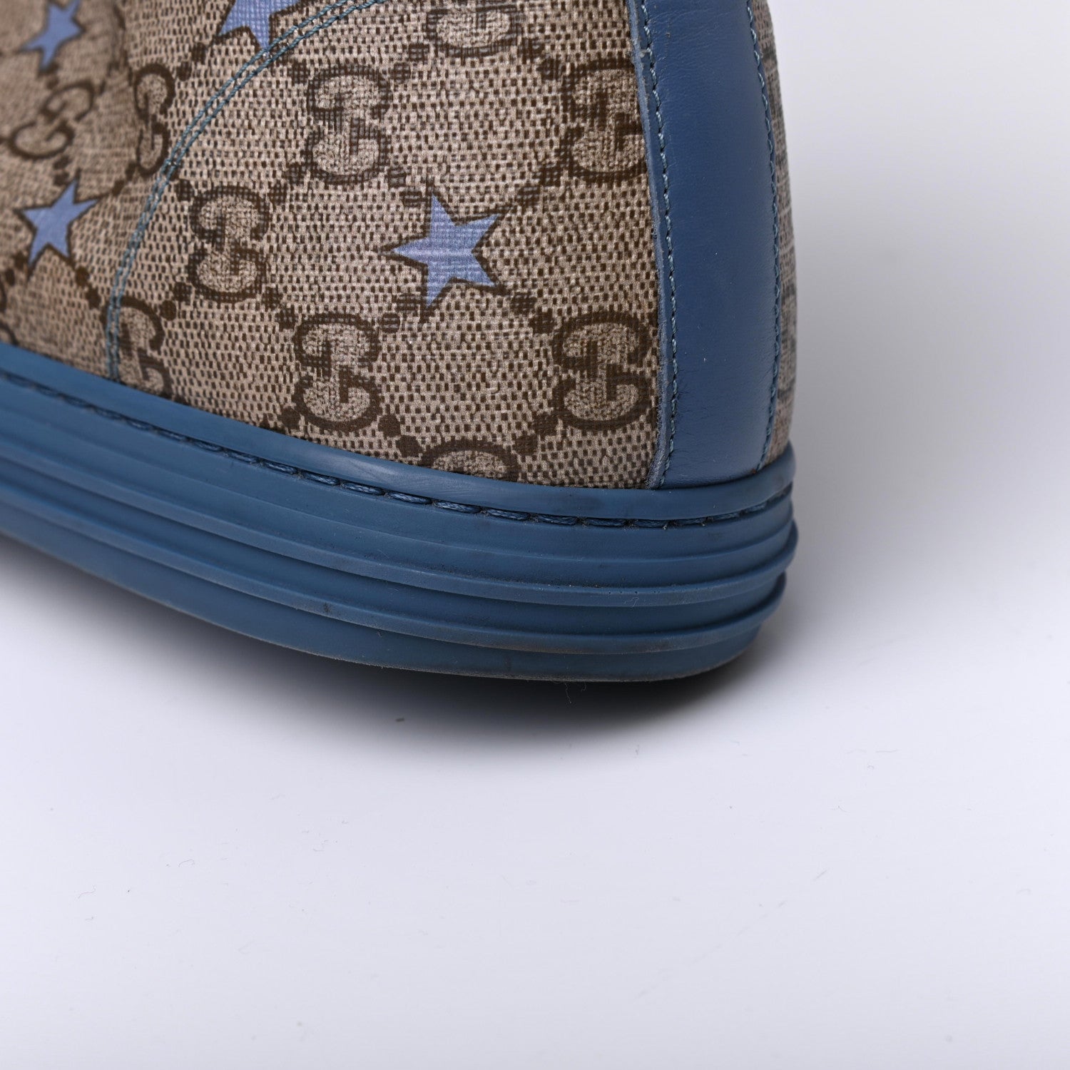 Gucci GG Monogram Supreme Stars High Top Sneakers 11 Beige Blue 8 of 14