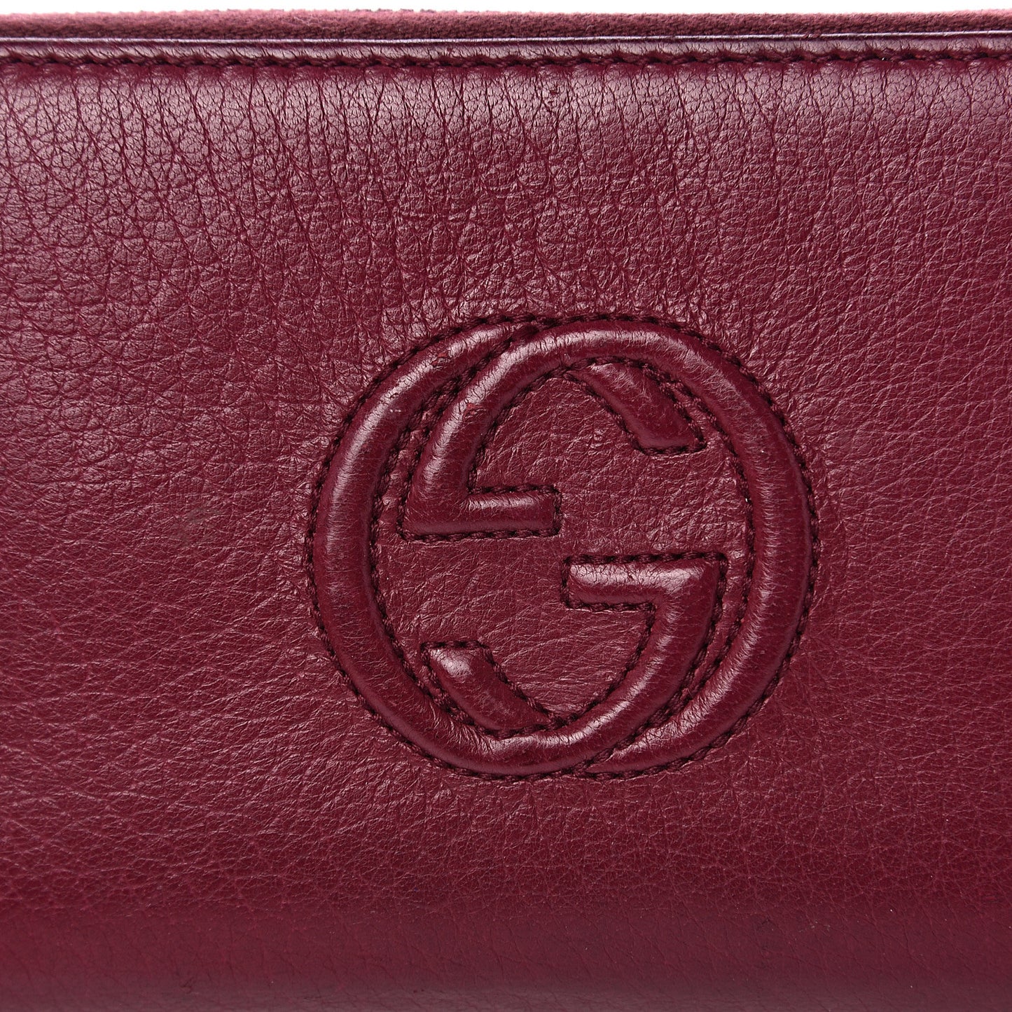 Pebbled Calfskin Soho Zip Around Wallet Cherry Gloss