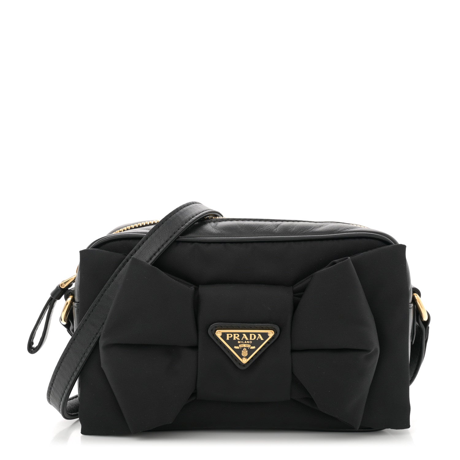 Prada Tessuto Nylon Nappa Bow Camera Bag Black 1 of 10