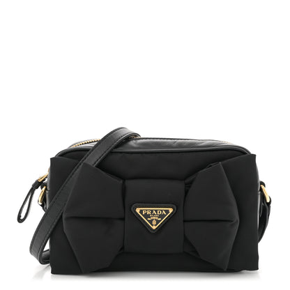 Prada Tessuto Nylon Nappa Bow Camera Bag Black 1 of 10