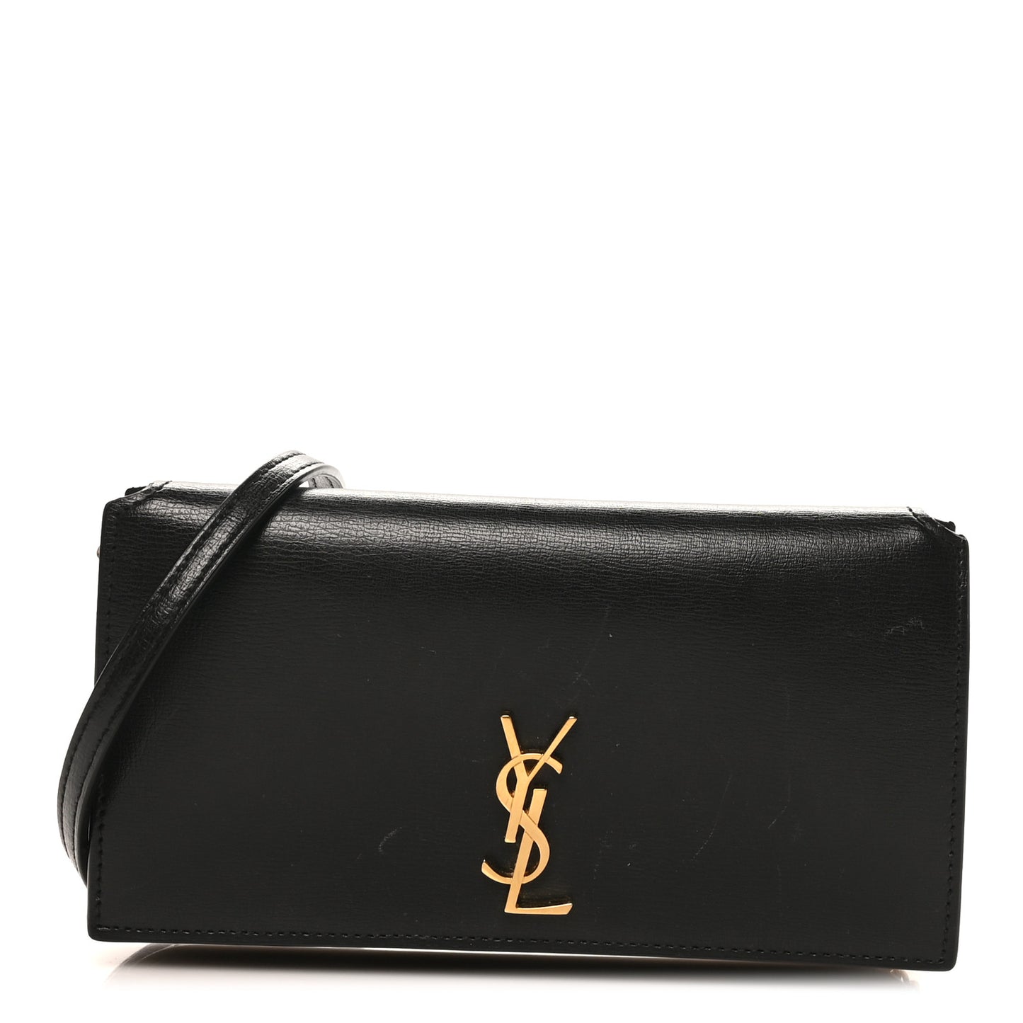 Smooth Calfskin Monogram Phone Holder Crossbody Black