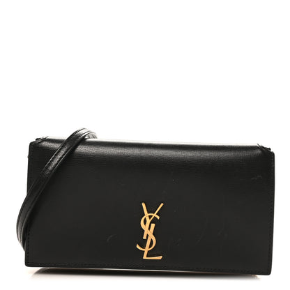Saint Laurent Smooth Calfskin Monogram Phone Holder Crossbody Black 1 of 10
