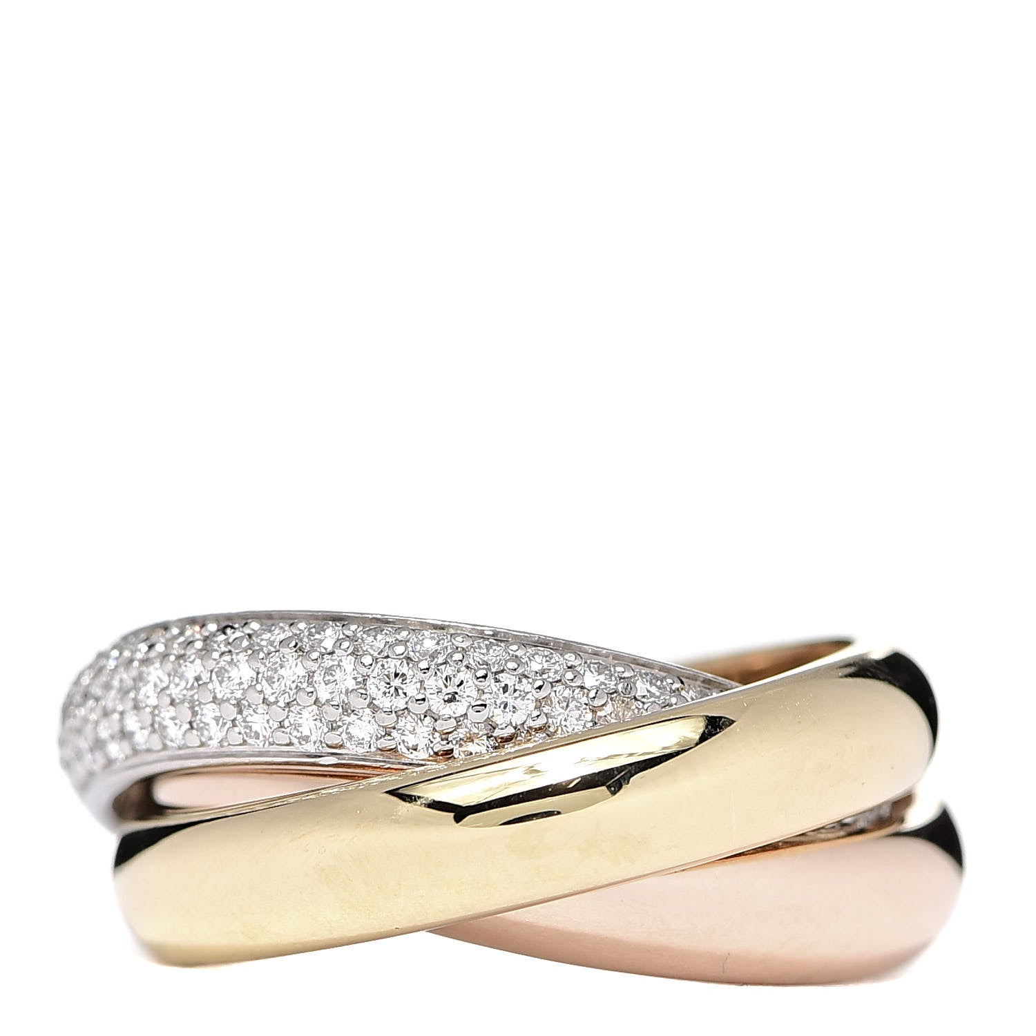 Cartier 18K White Yellow Pink Gold Diamond Classic Trinity Paved Ring 48 4.5 3 of 6