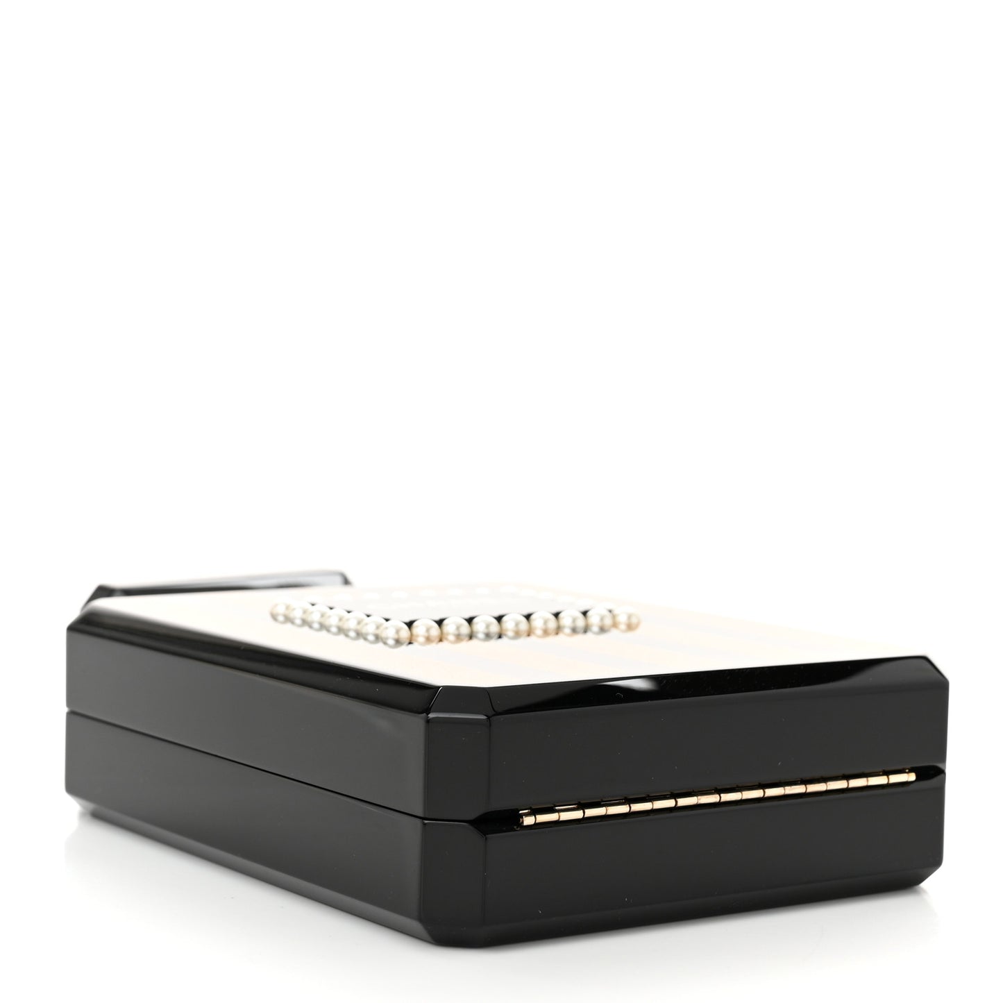 Plexiglass Perfume Bottle Clutch Black Gold