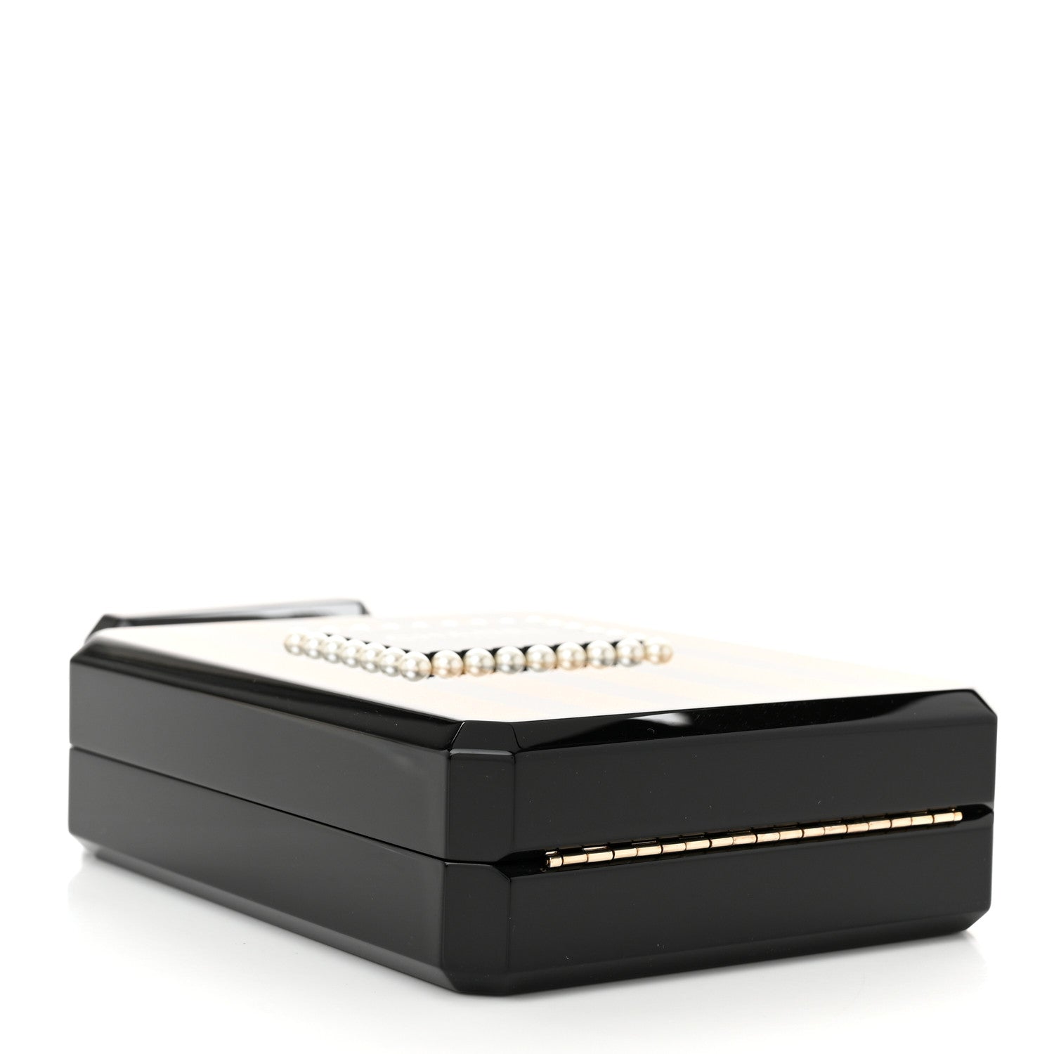 Chanel Plexiglass Perfume Bottle Clutch Black Gold 4 of 11