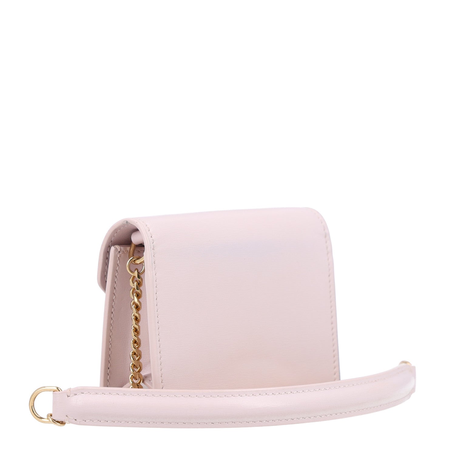 Celine Shiny Calfskin Triomphe Card Holder on Chain Poudre 2 of 9
