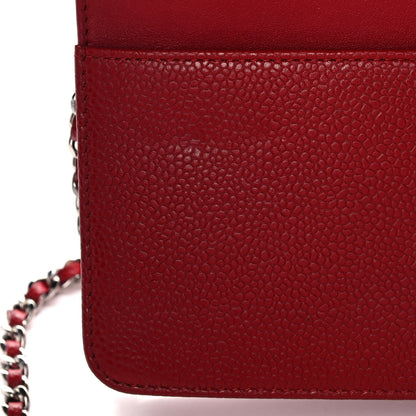 Chanel Caviar Timeless CC Wallet On Chain WOC Red 12 of 17