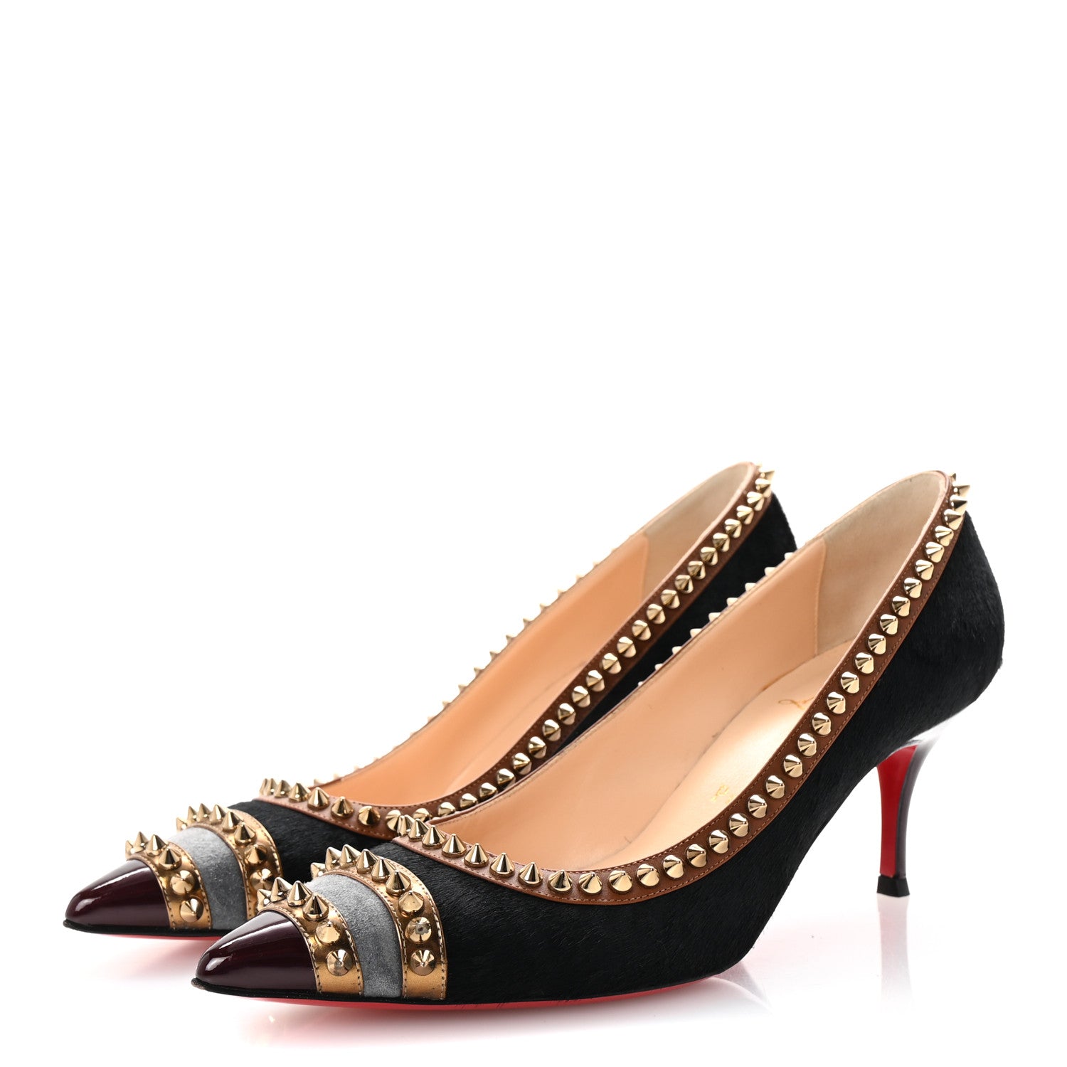 Christian Louboutin Pony Hair Malabar Hill Spikes 70 Pumps 38.5 Black 4 of 8
