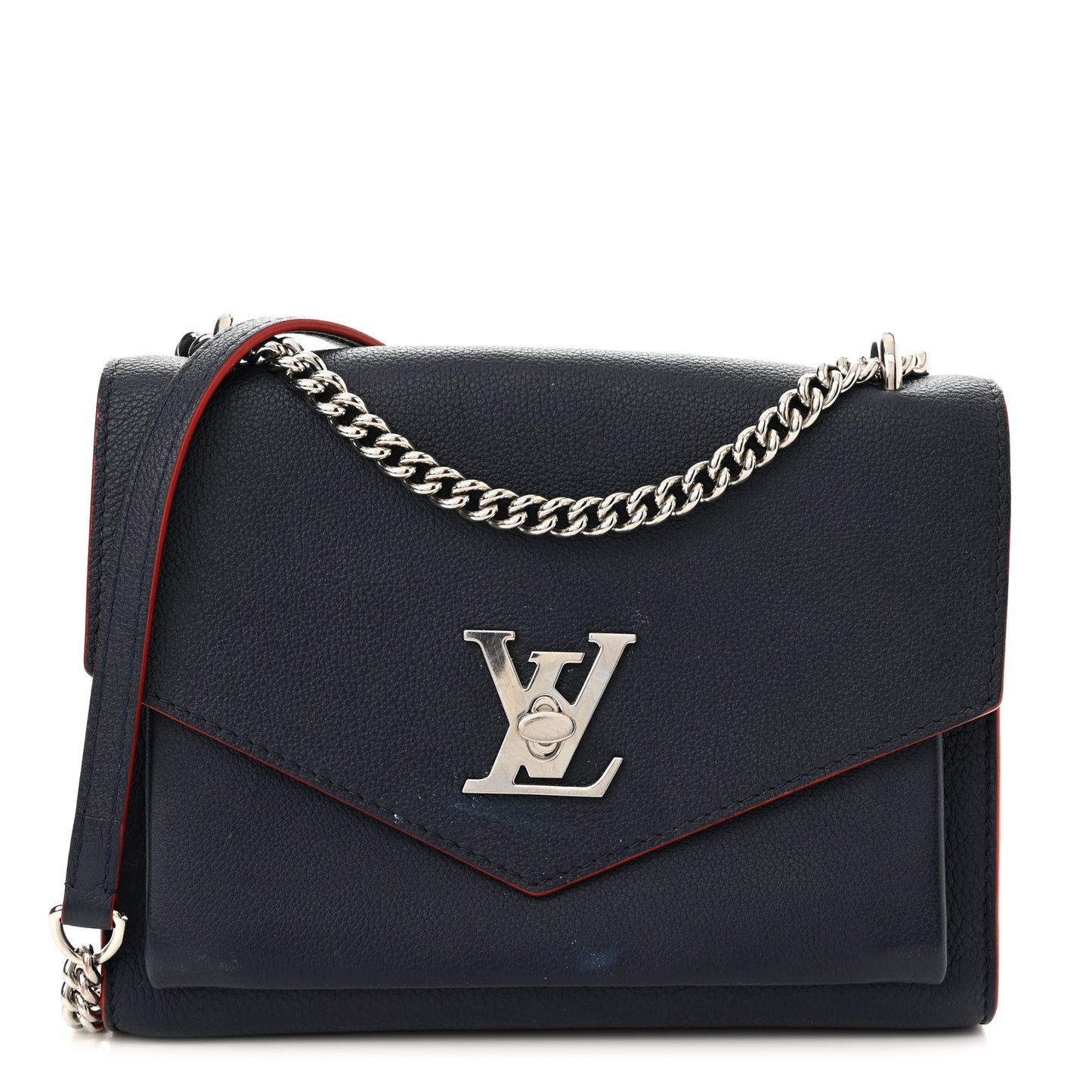 Soft Calfskin My Lockme Chain Bag BB Marine Rouge