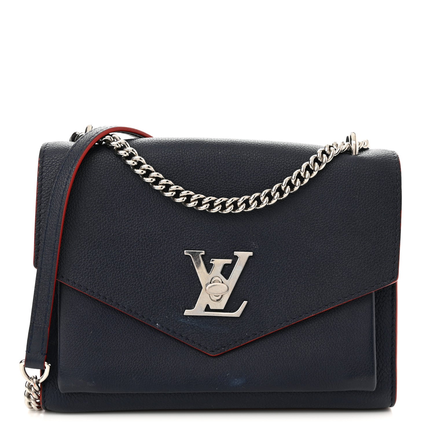 Louis Vuitton Soft Calfskin My Lockme Chain Bag BB Marine Rouge 1 of 12