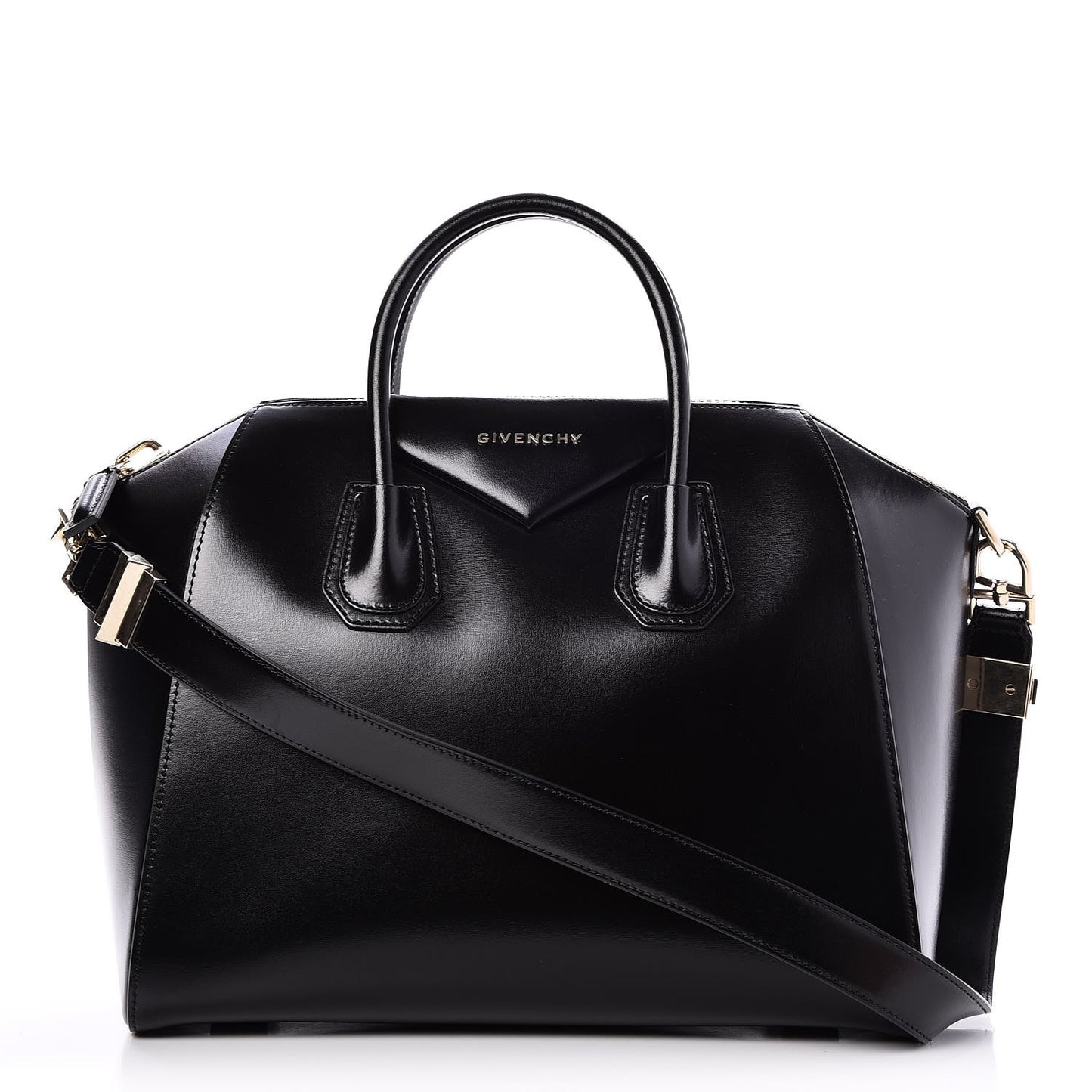 Shiny Lord Calfskin Medium Antigona Black