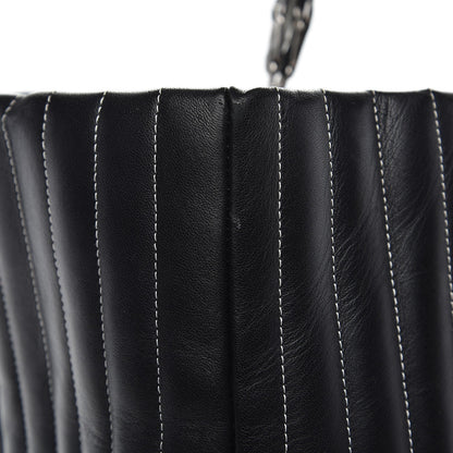 Chanel Lambskin Vertical Quilted Large Mademoiselle Tote Black 9 of 17