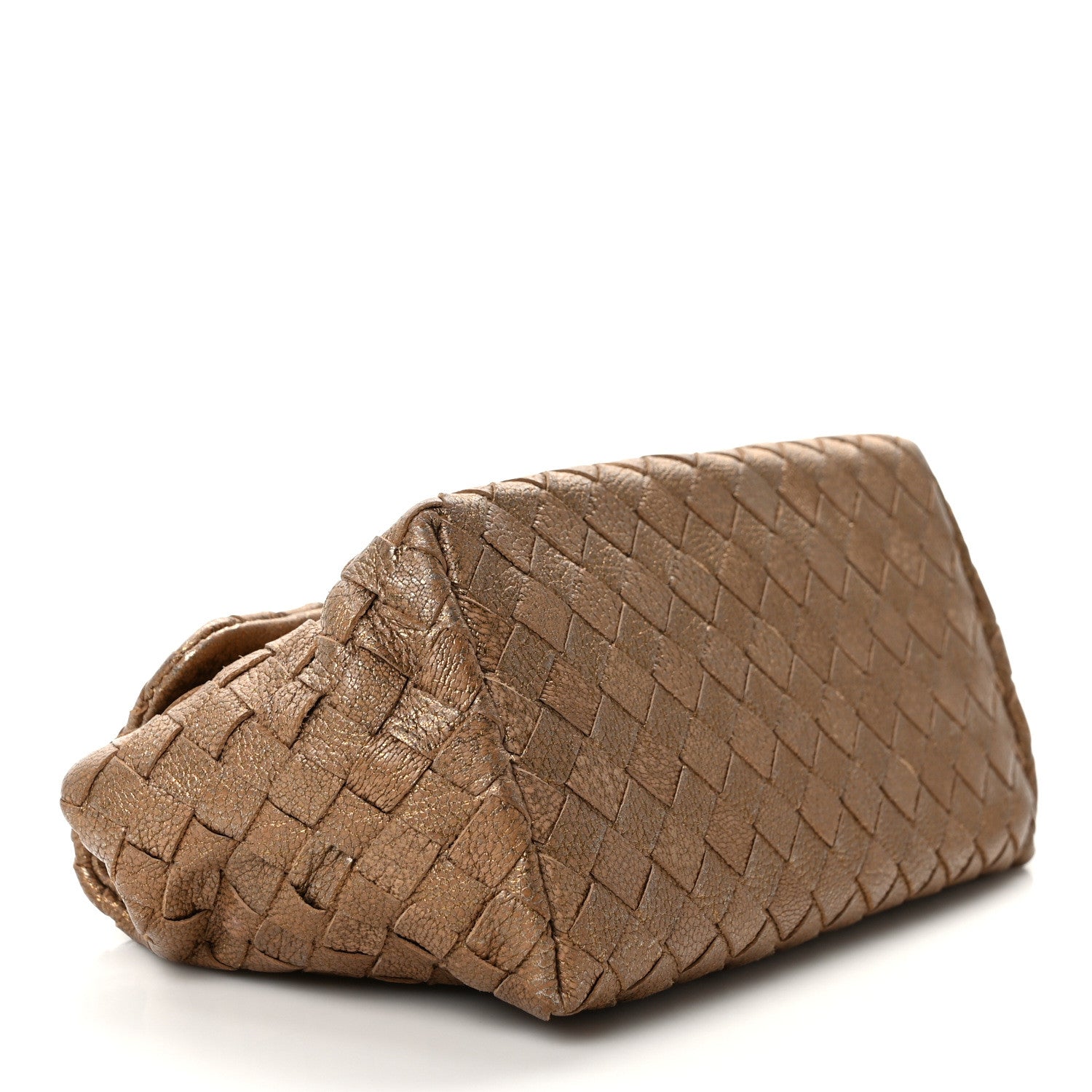 Bottega Veneta Metallic Chevre Intrecciato Cosmetic Case Ottone 4 of 12