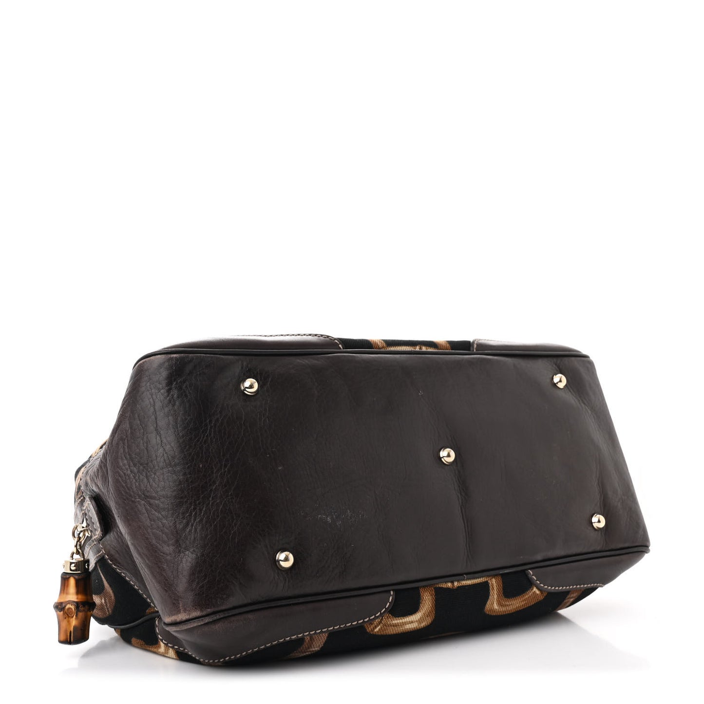 Canvas Calfskin Bamboo Horsebit Print Boston Black Dark Brown