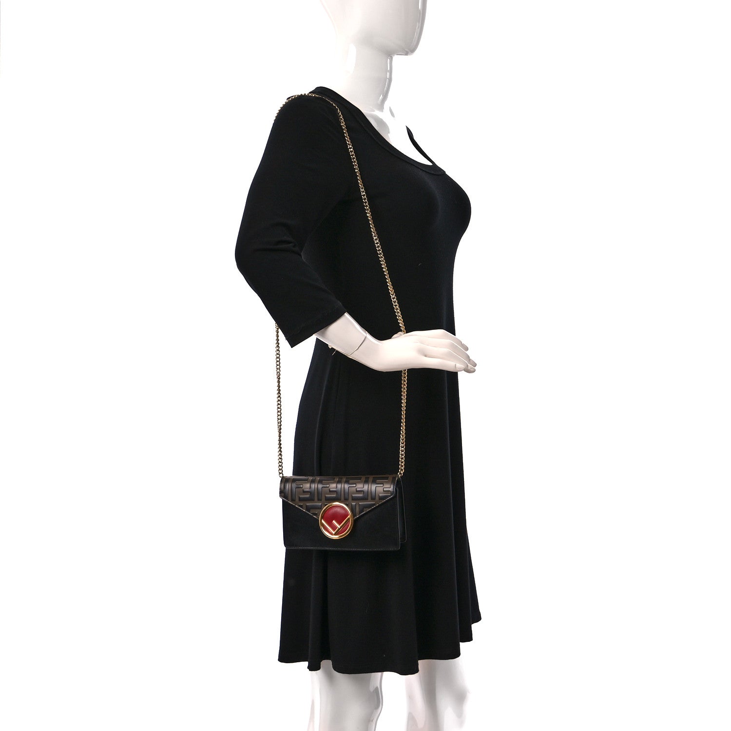 Fendi Vitello Liberty F is Fendi Bi-Color FF 1974 Embossed Envelope Belt Bag Maya Black 2 of 9