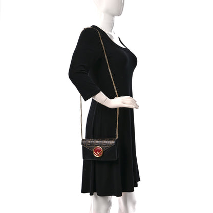 Fendi Vitello Liberty F is Fendi Bi-Color FF 1974 Embossed Envelope Belt Bag Maya Black 2 of 9