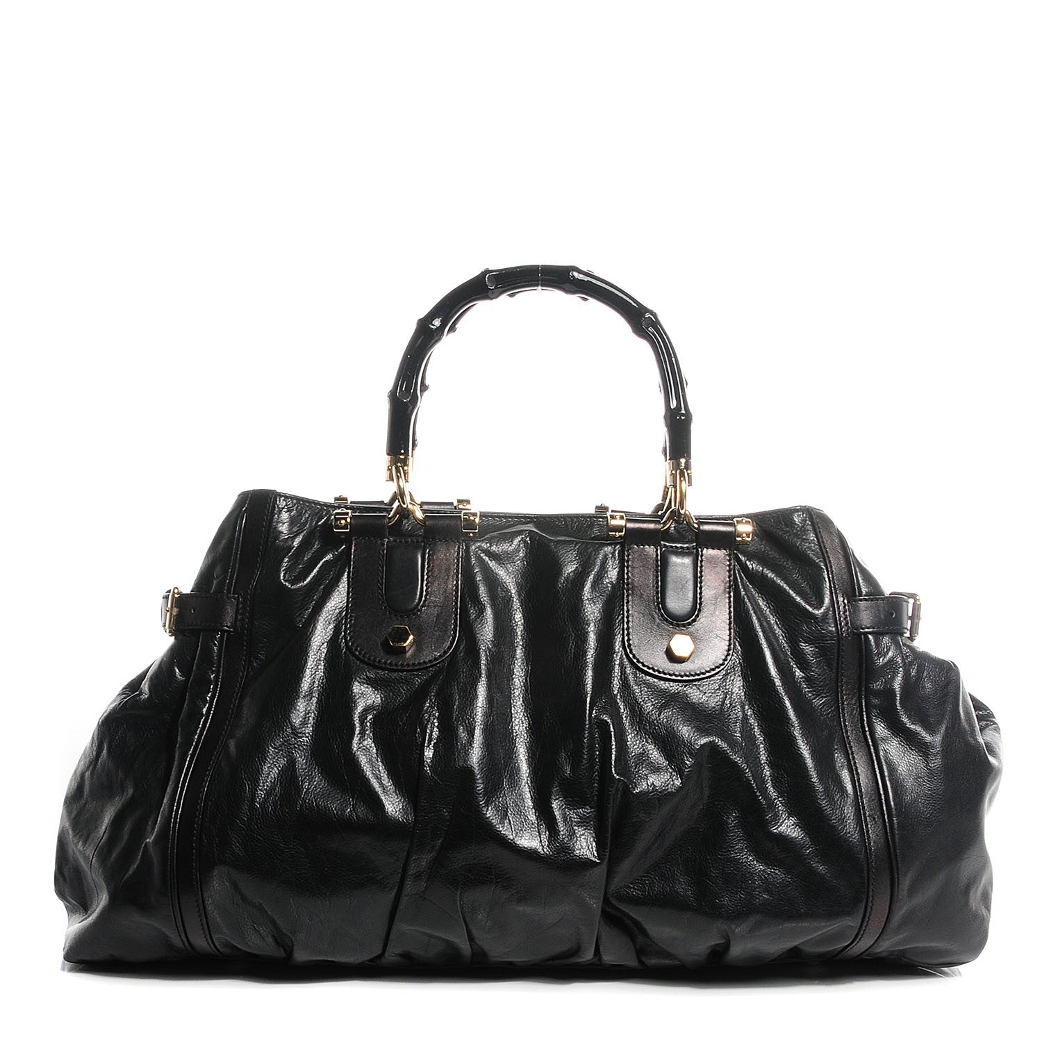 Gucci Dialux Pop Bamboo Large Top Handle Tote Black 1 of 7