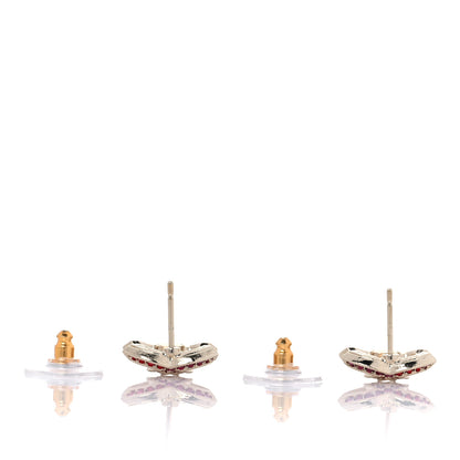 Chanel Crystal CC Earrings Gold Pink 3 of 5